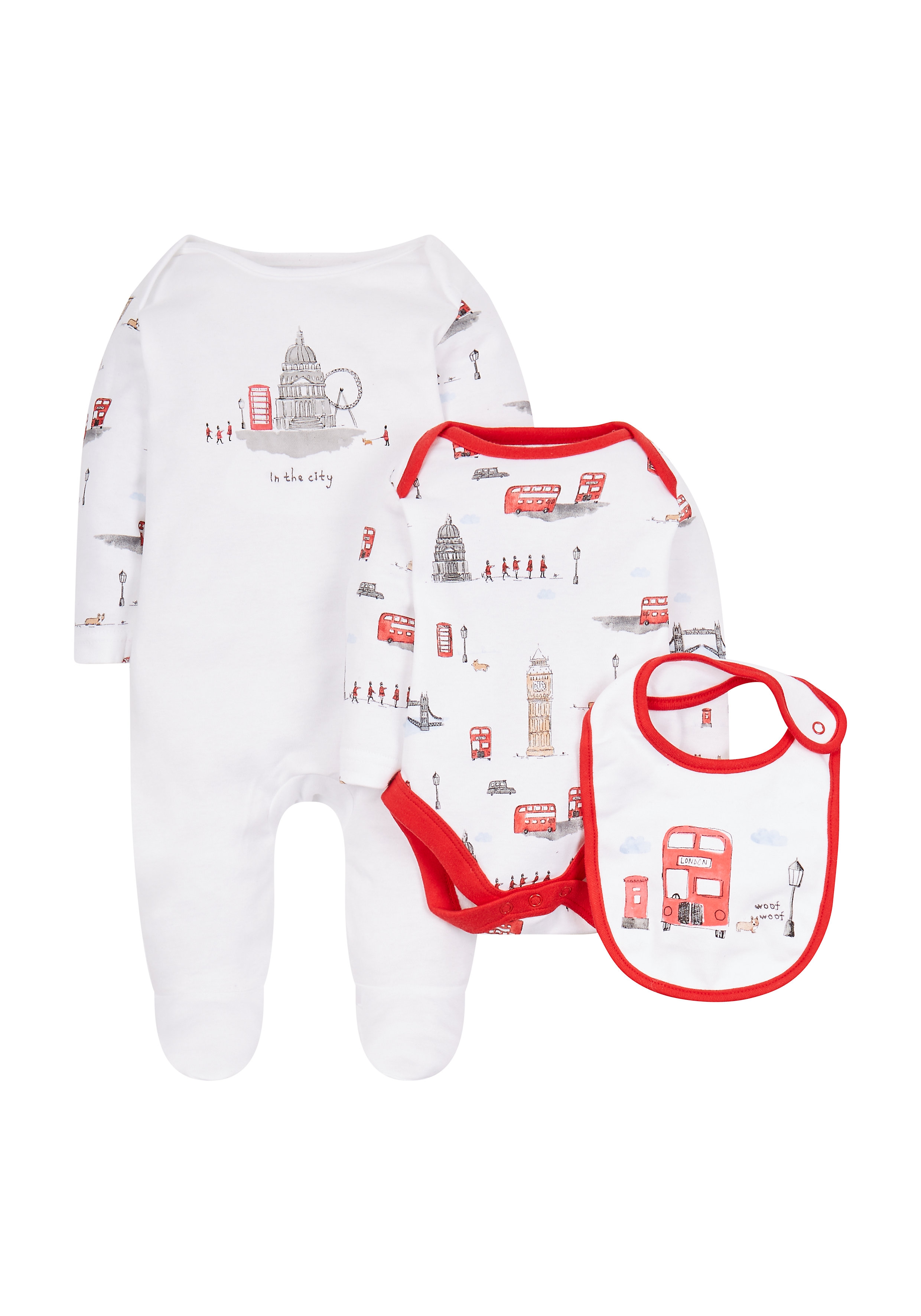 Mothercare | Unisex Full Sleeves 3 Piece Set Printed - White