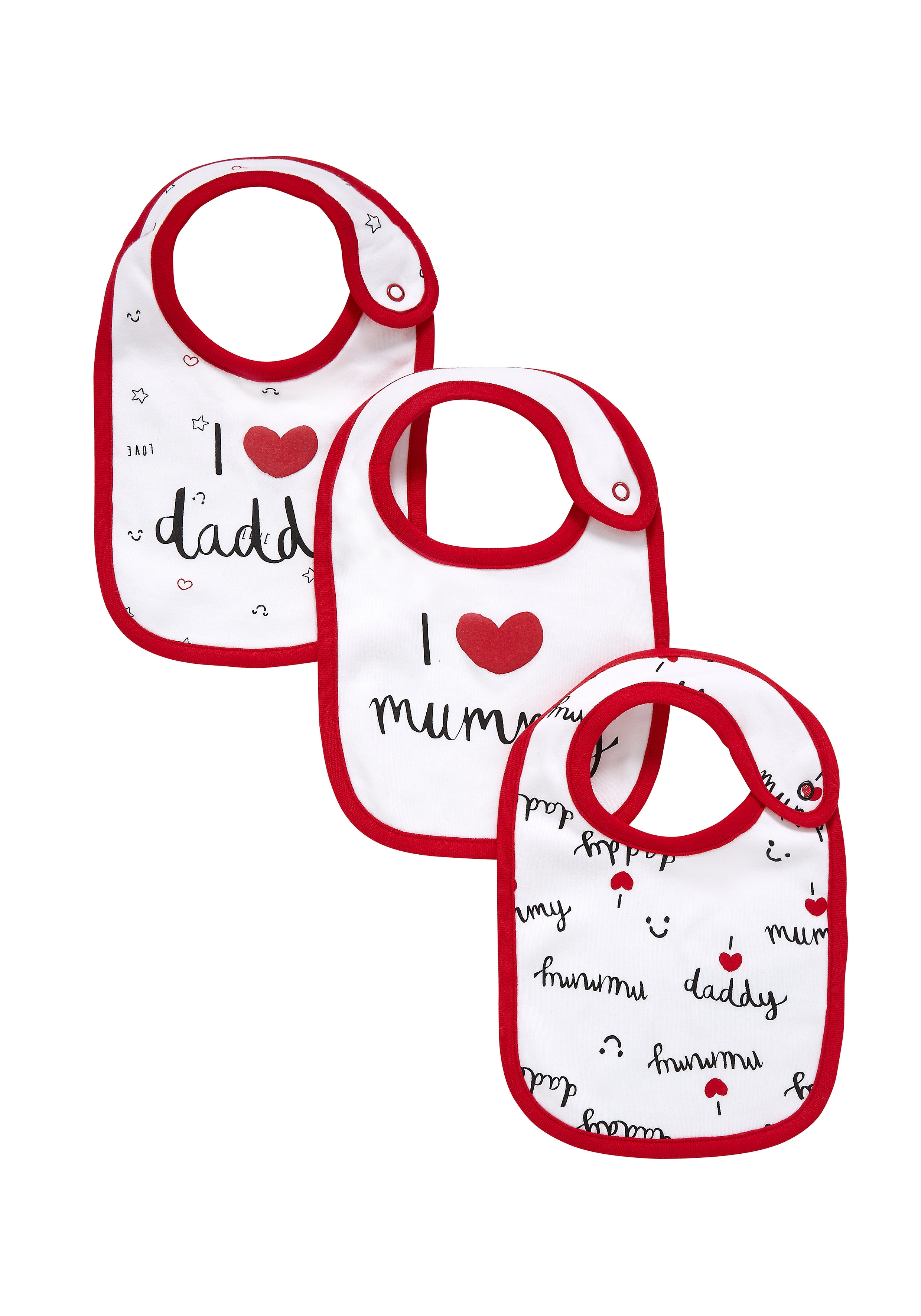 Mothercare | Unisex  Bibs Text Print - Pack Of 3 - White