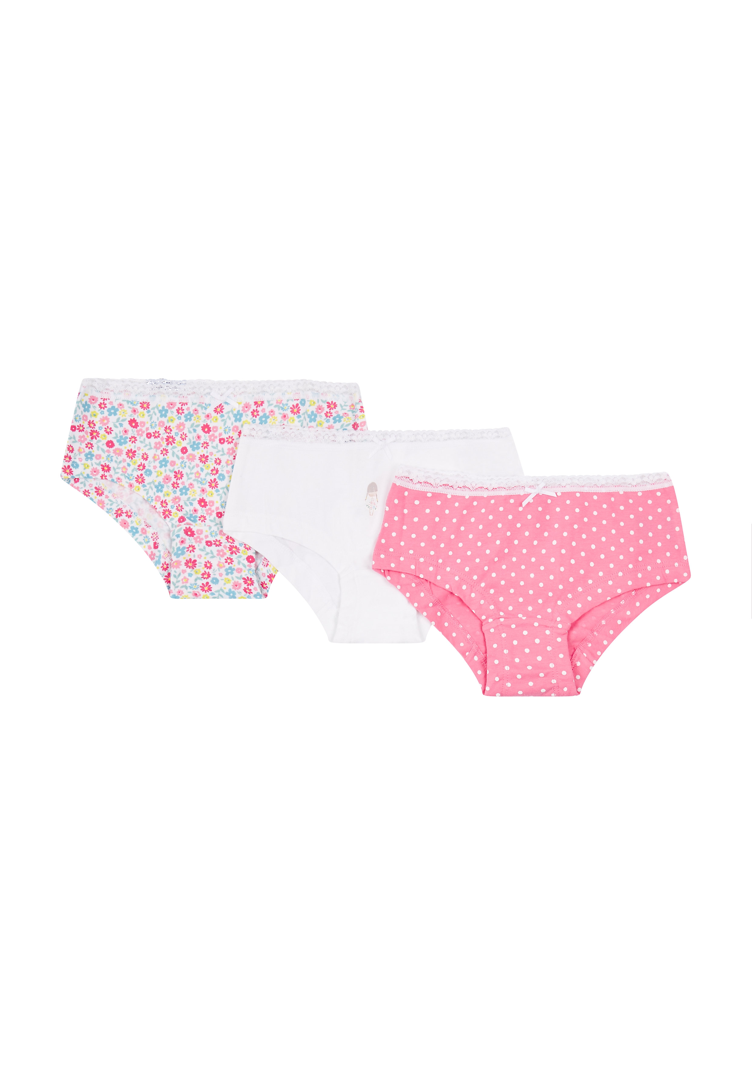 Mothercare | Girls Briefs Floral Print - Pack Of 3 - Pink