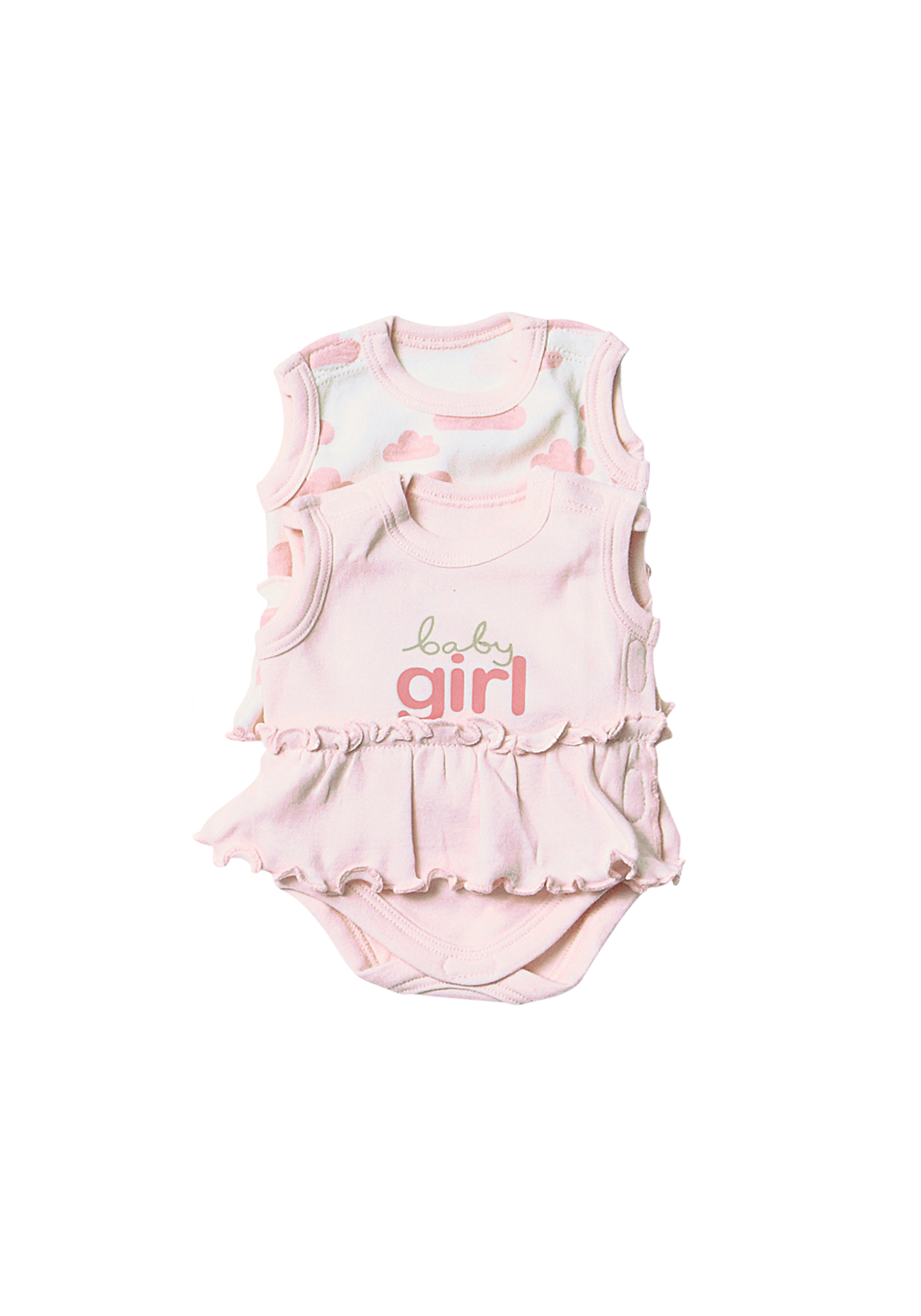 Mothercare | Girls Sleeveless Bodysuit Frill Detail - Pack Of 2 - Pink