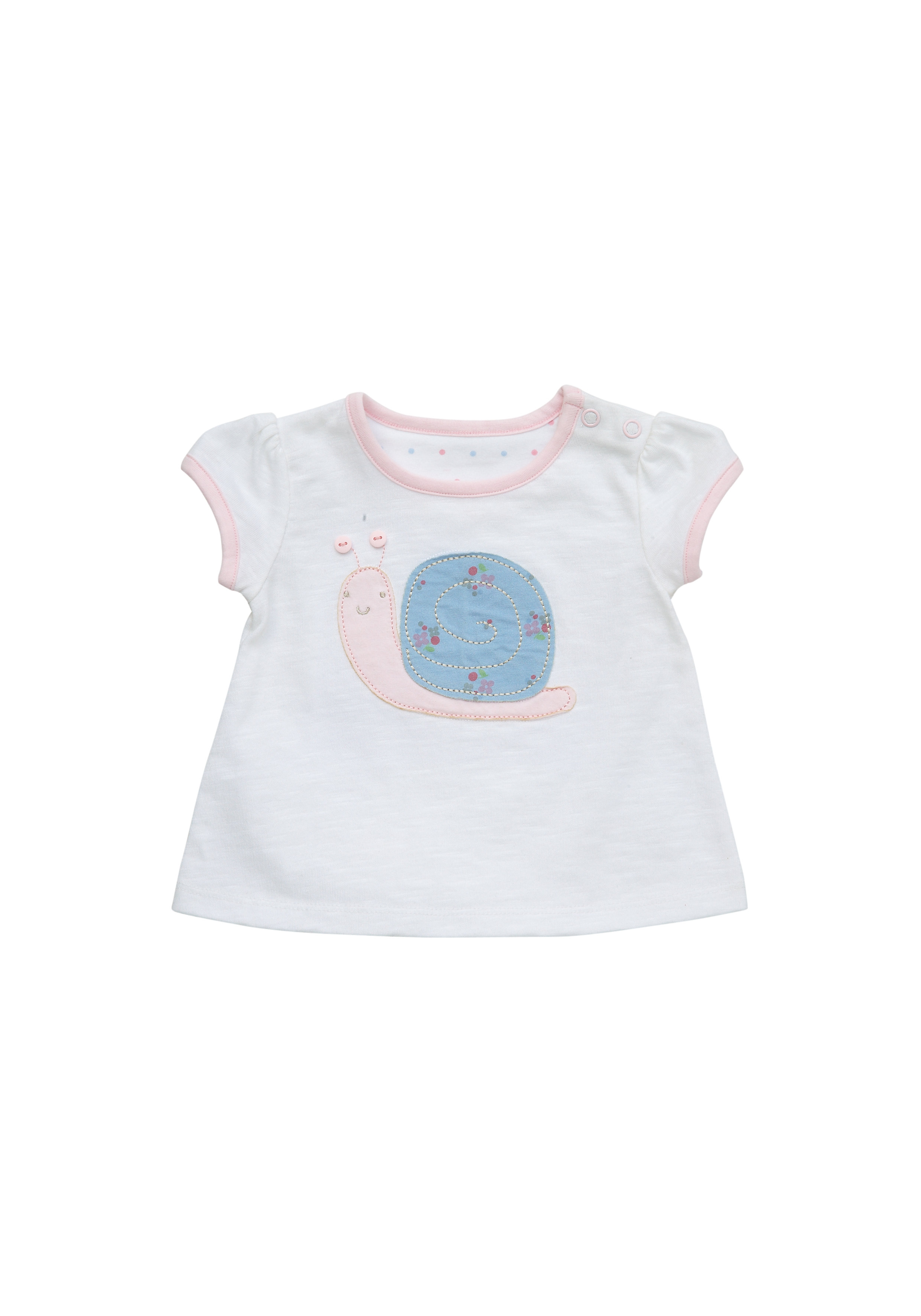 Mothercare | Girls Half Sleeves T-Shirt Snail Patchwork - White