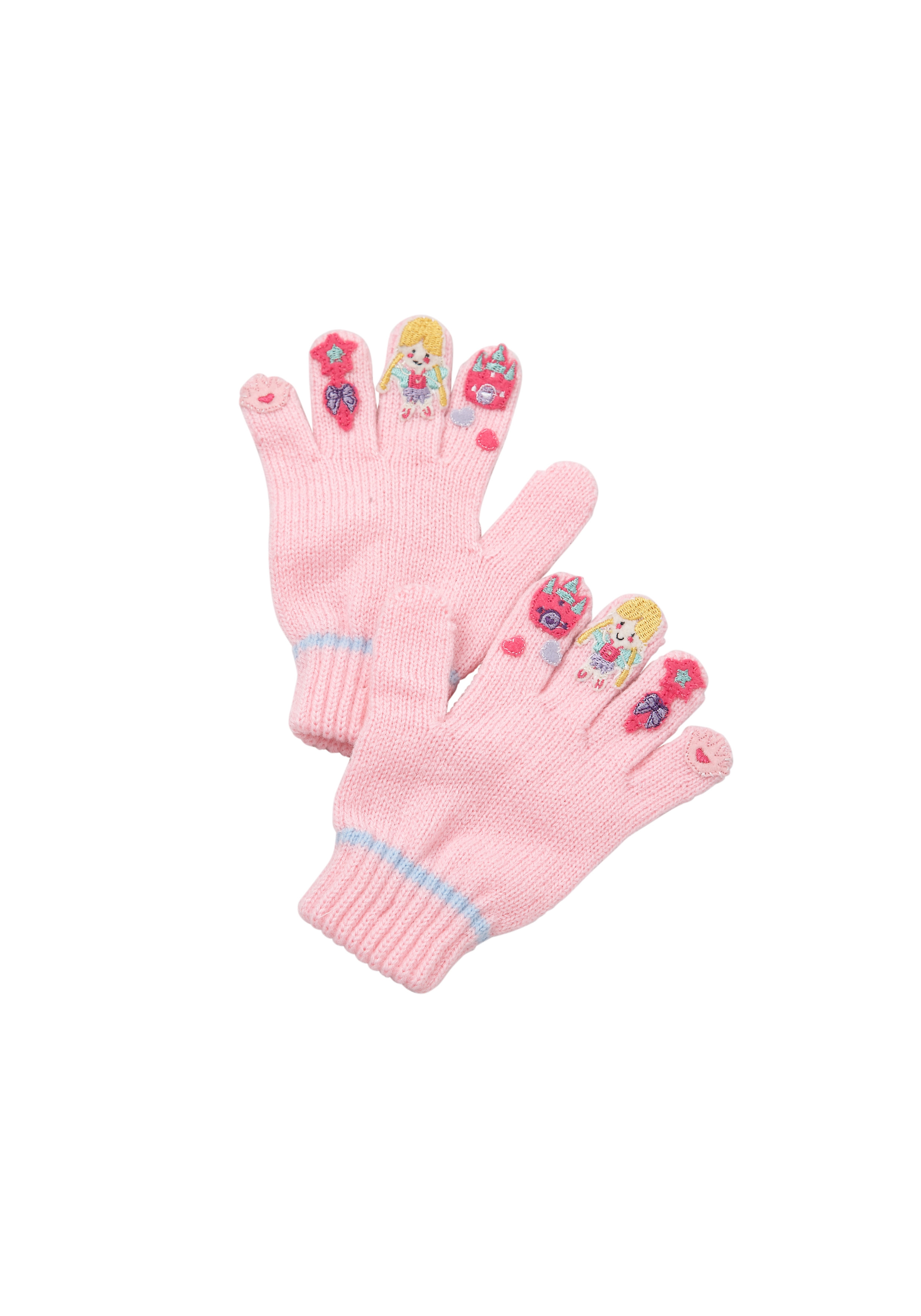 Mothercare | Girls Gloves Princess Embroidery - Pink