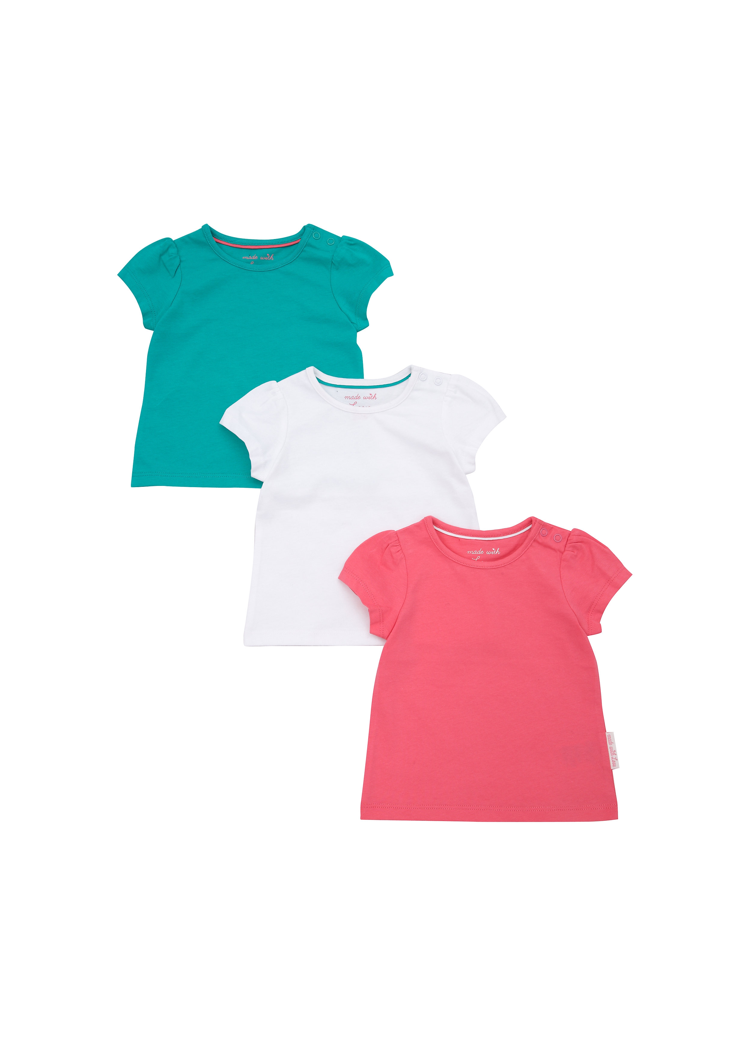Mothercare | Girls Half Sleeves T-Shirt - Pack Of 3 - Multicolor