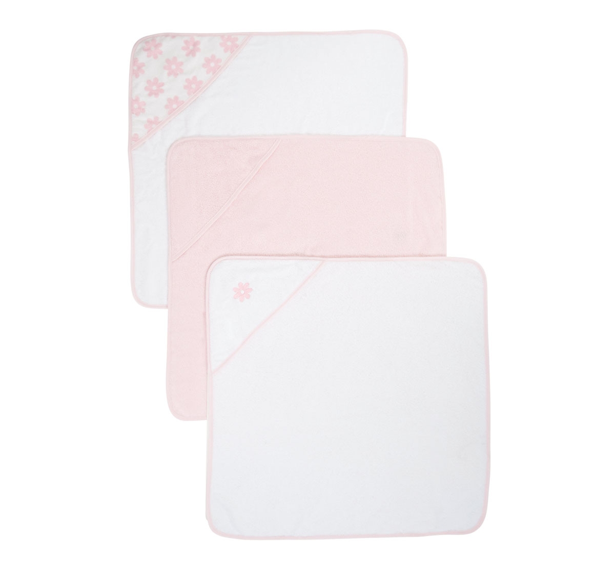 Mothercare | Pink Cuddle 'N' Dry Hooded Towels - Pack of 3 0
