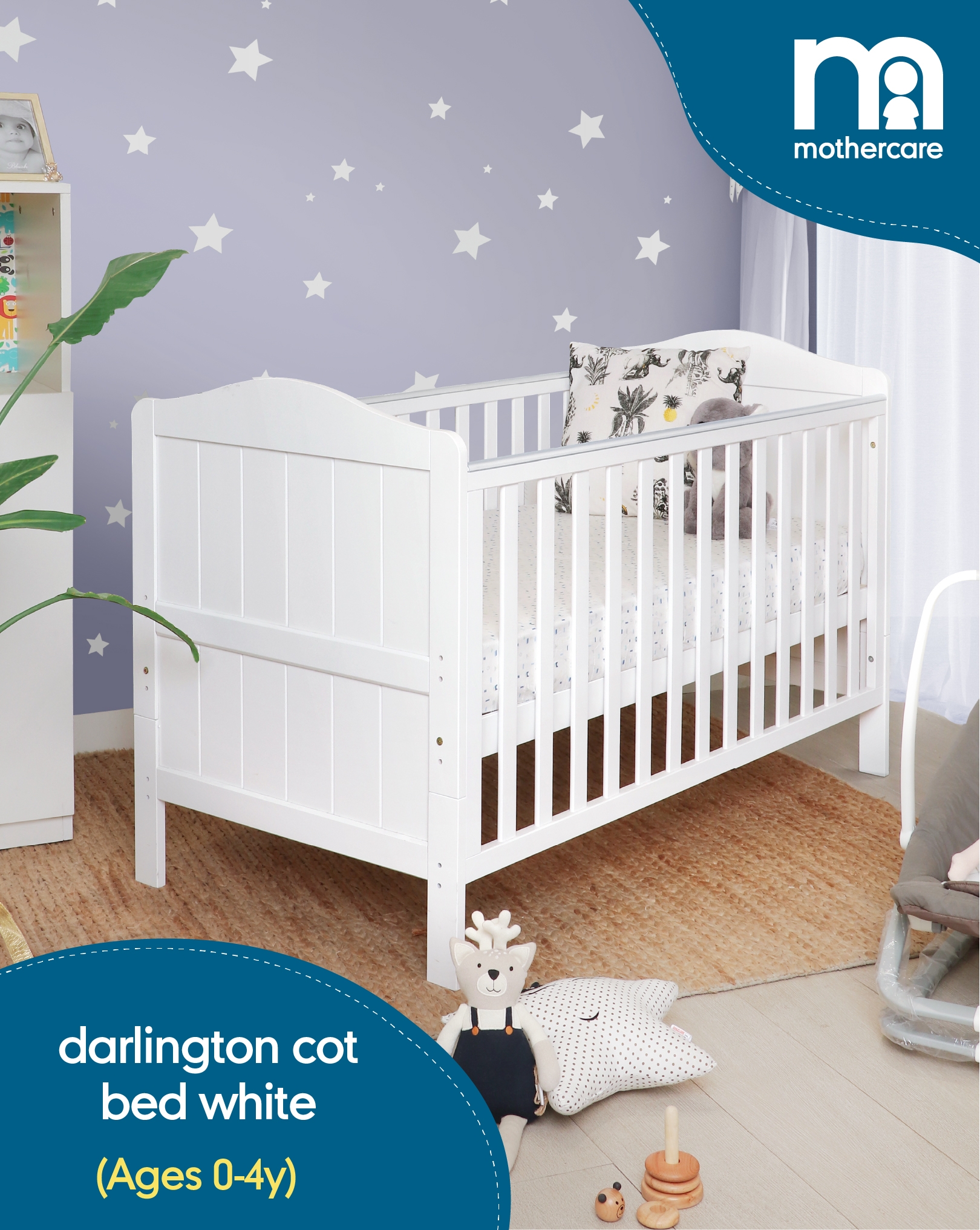 Mothercare Darlington Baby Cot Bed White