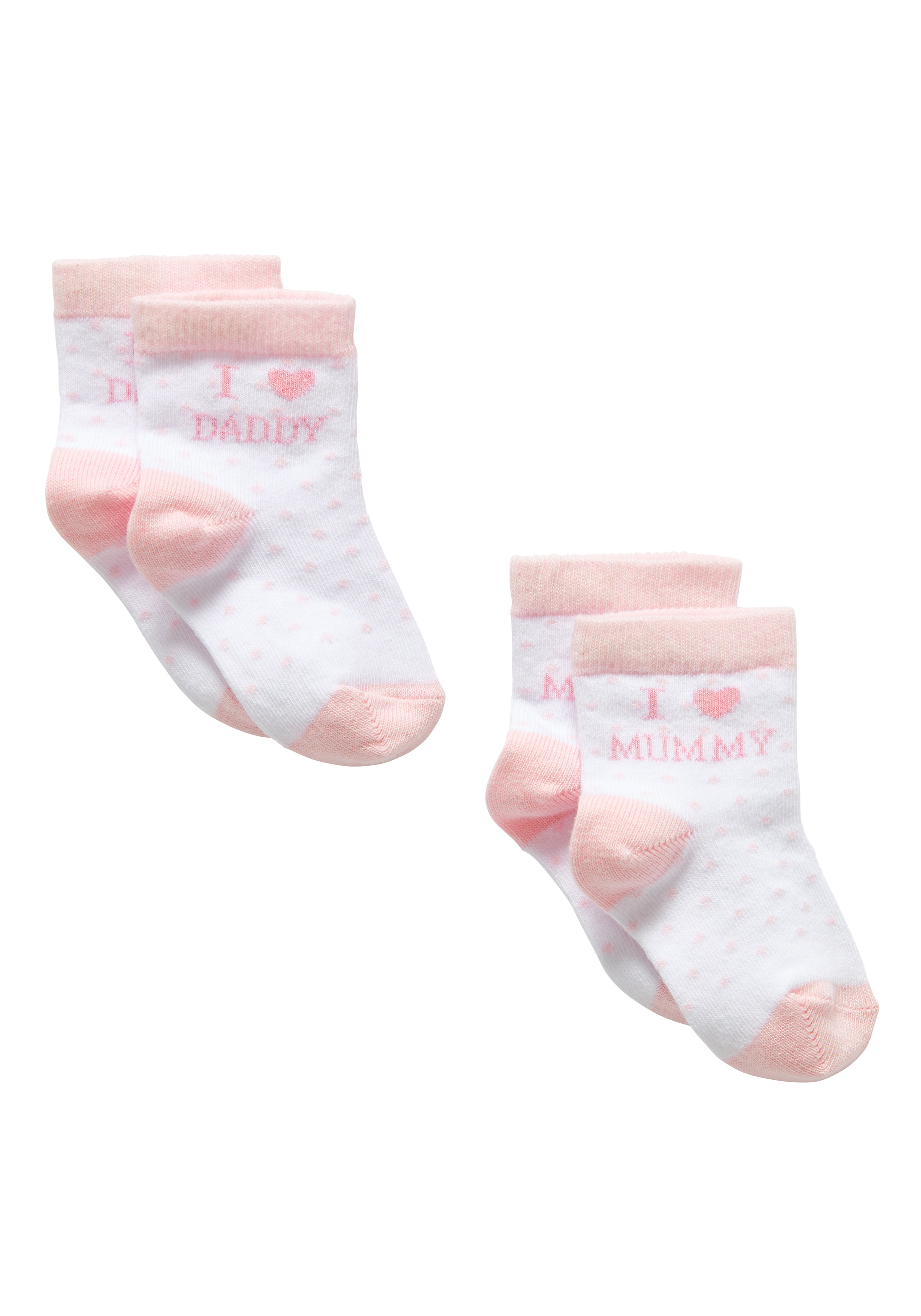Mothercare | Girls I Love Mummy And Daddy Socks (Pink) - 2 Pack - Pink