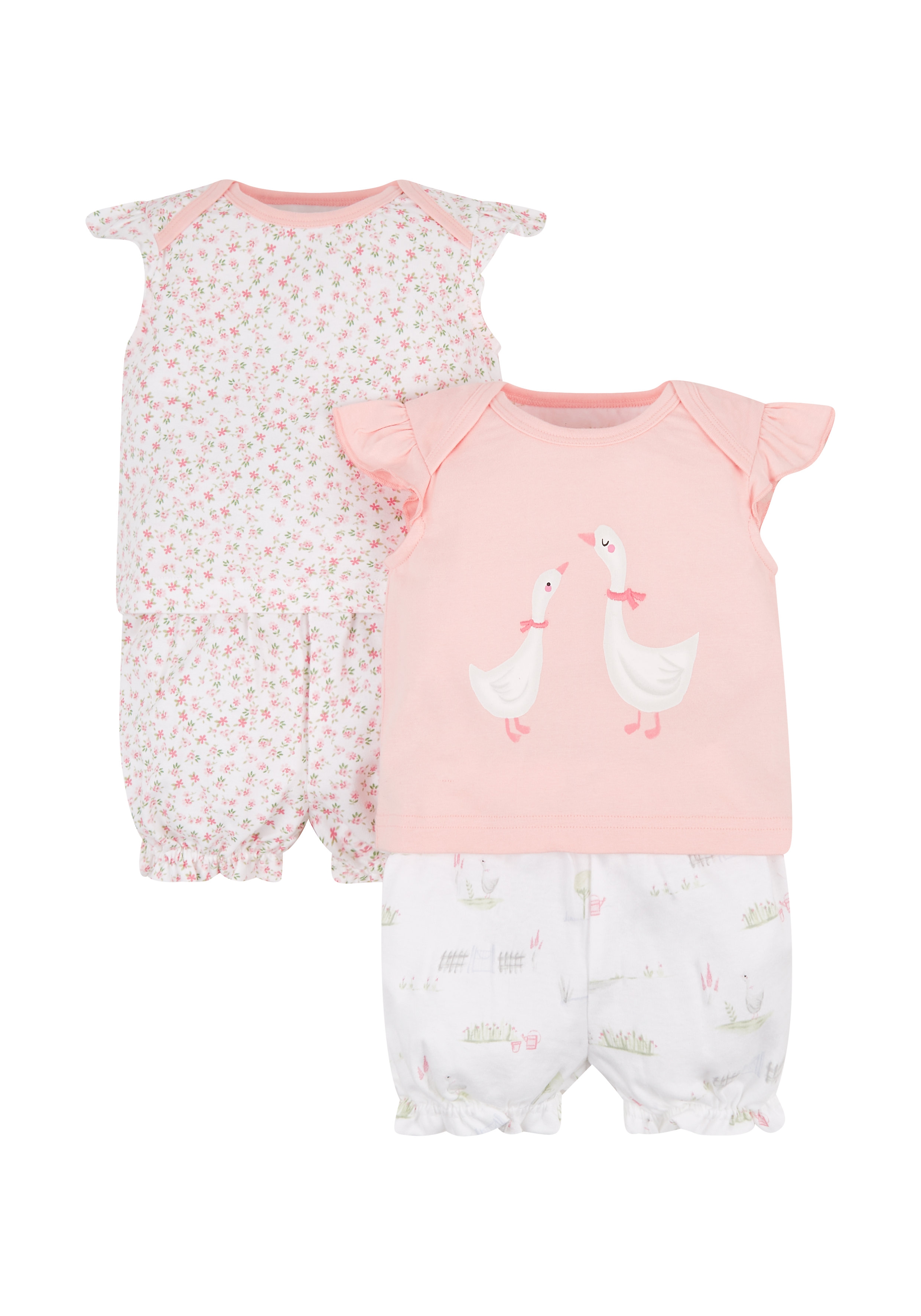Mothercare | White and Peach Printed Nightsuit - Pack of 2