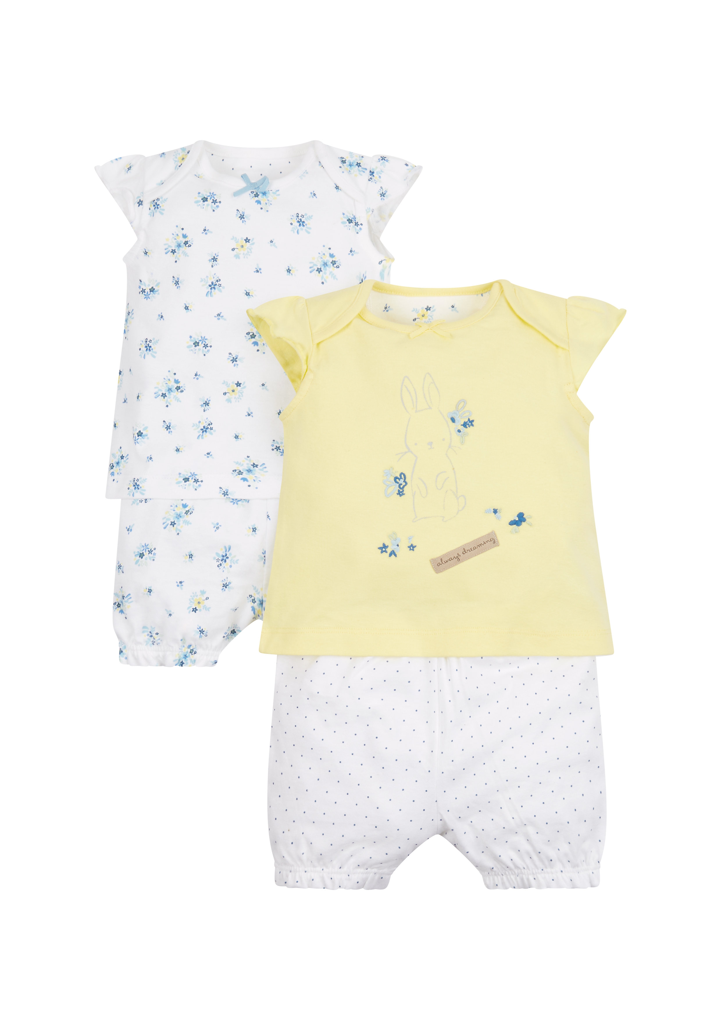 White and Yellow Printed Nightsuit - Pack of 2