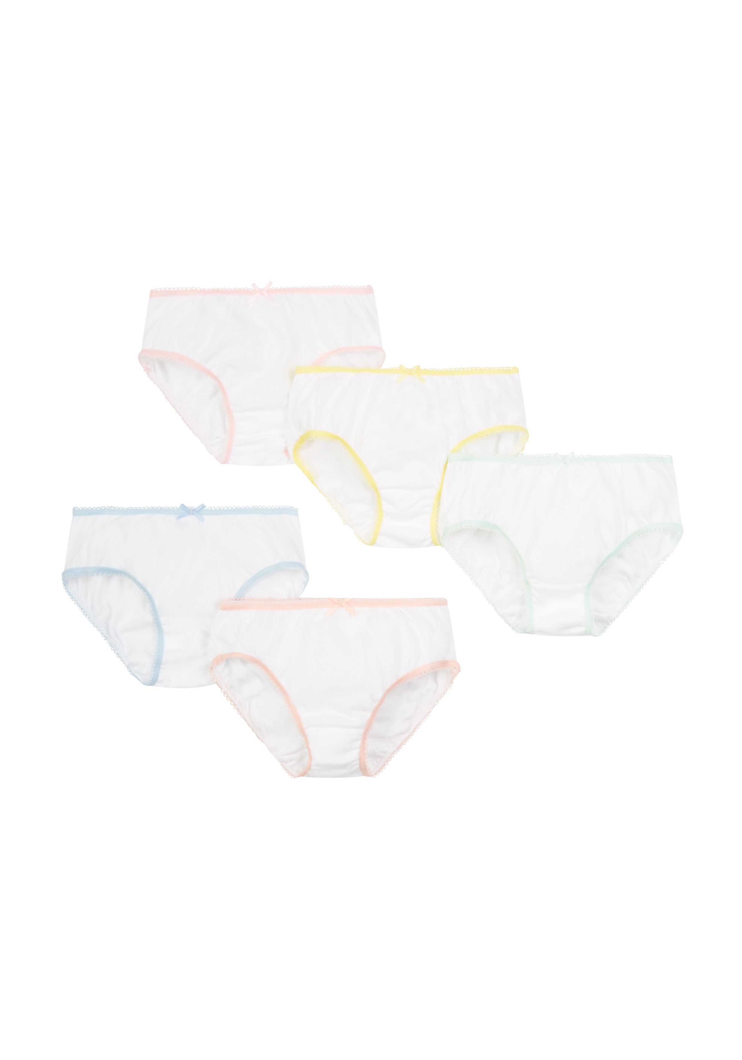 Mothercare | Girls White Color - Trim Briefs - 5 Pack - White