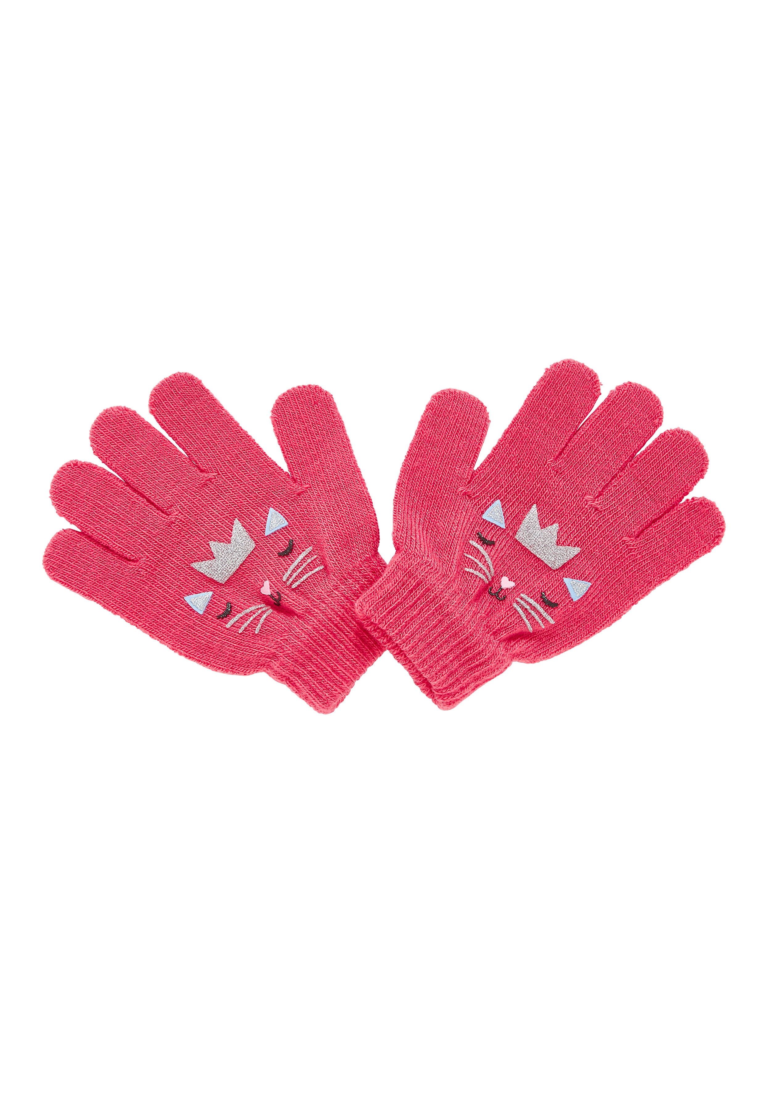 Mothercare | Girls Gloves Cat Print - Pink