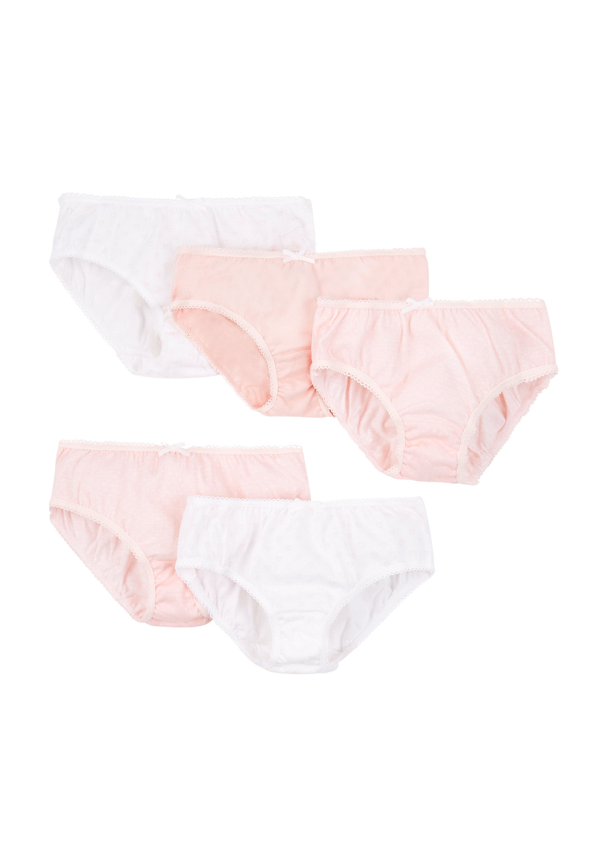 Mothercare | Girls Pink And White Briefs - 5 Pack - Multicolor