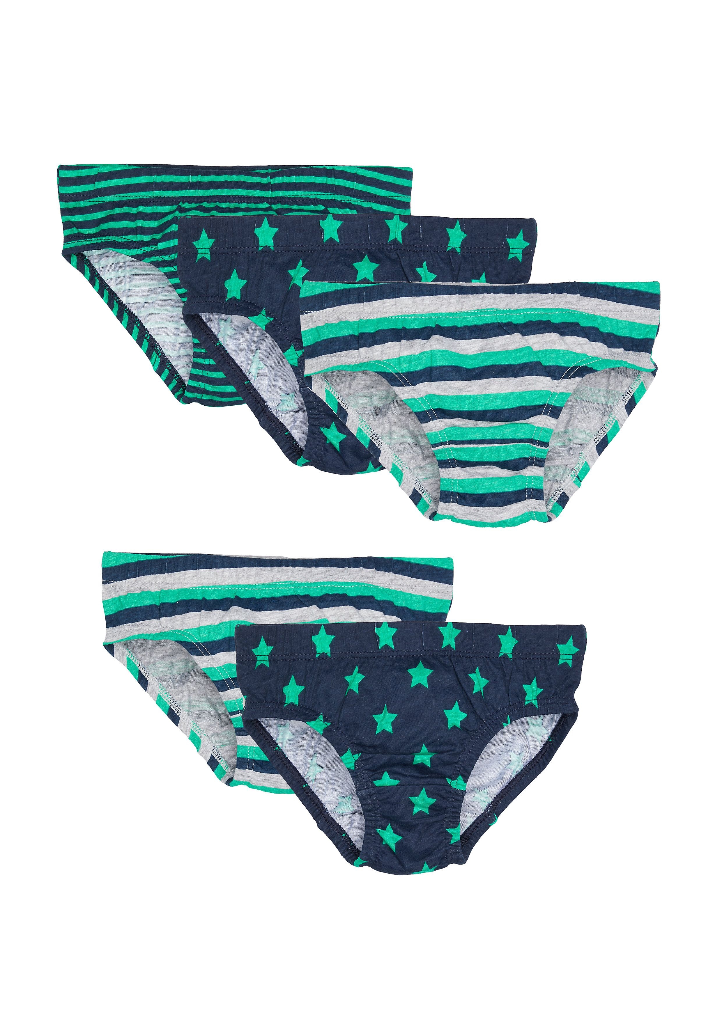 Mothercare | Boys Stripe And Star Briefs - 5 Pack - Green