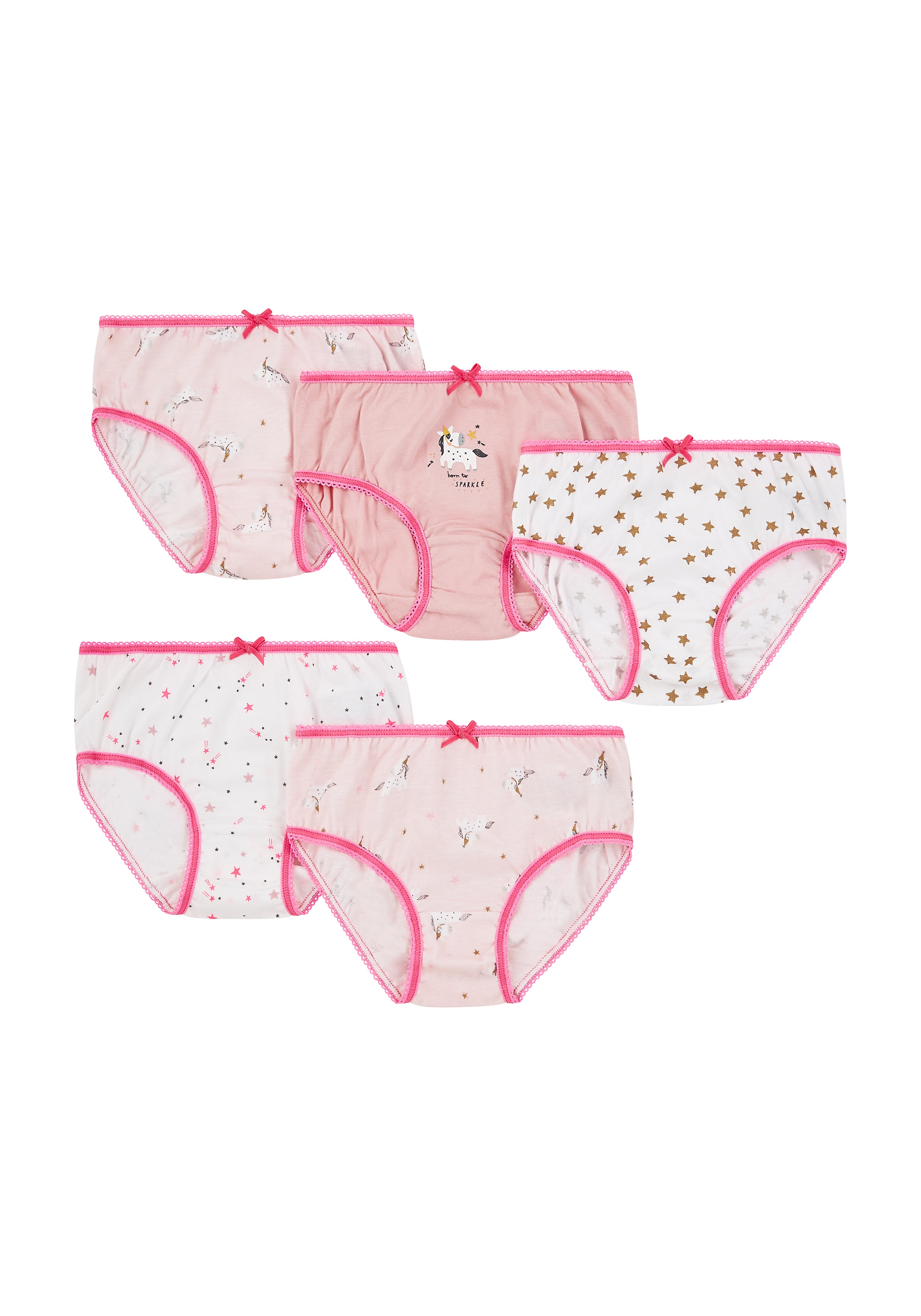 Mothercare | Girls Unicorn Briefs - 5 Pack - Pink
