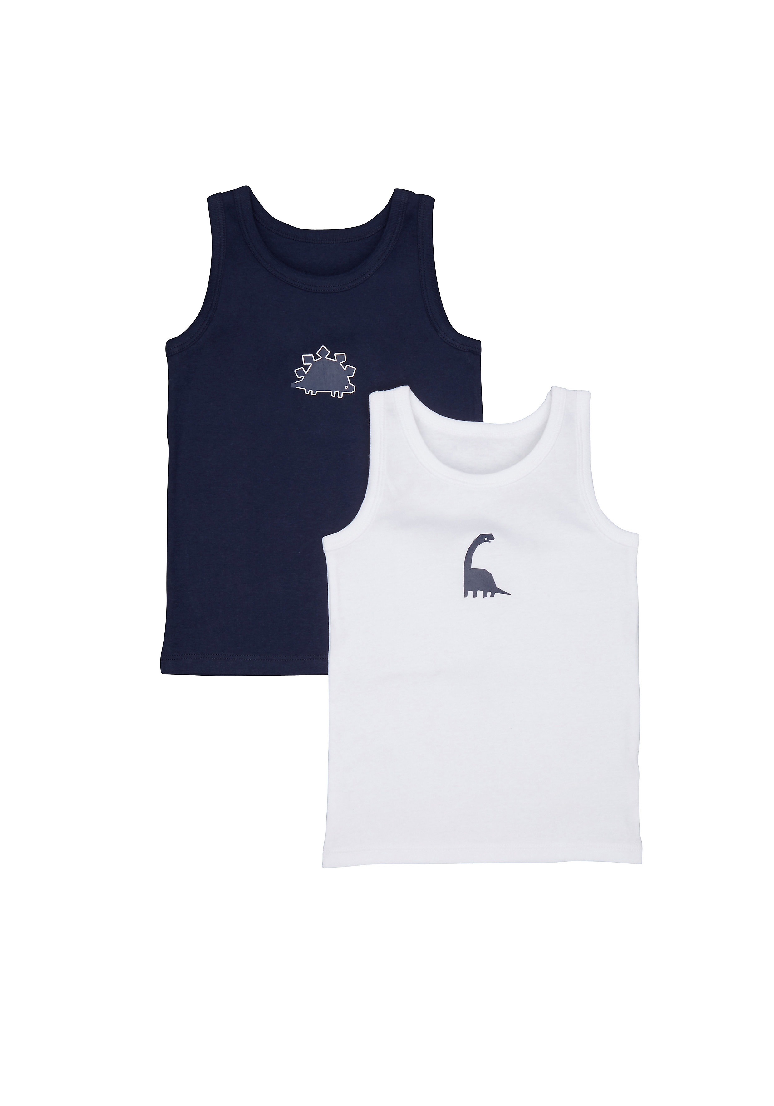 Mothercare | Boys Navy Dino Vests - 2 Pack - Multicolor