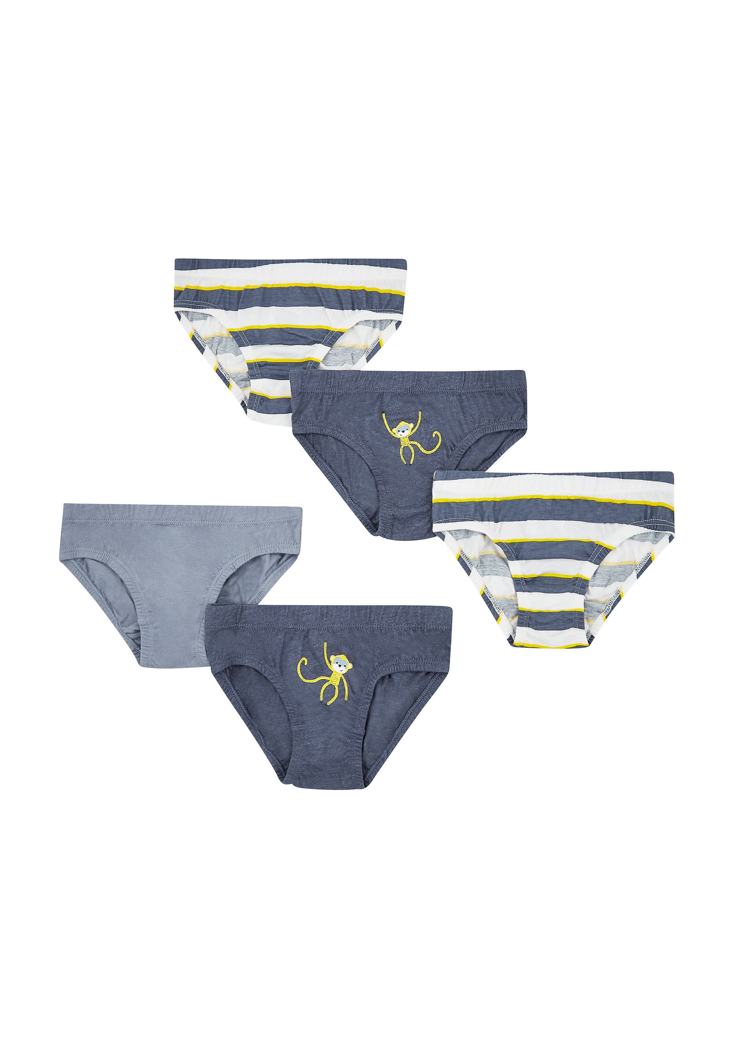 Mothercare | Boys Monkey Briefs - 5 Pack - Multicolor