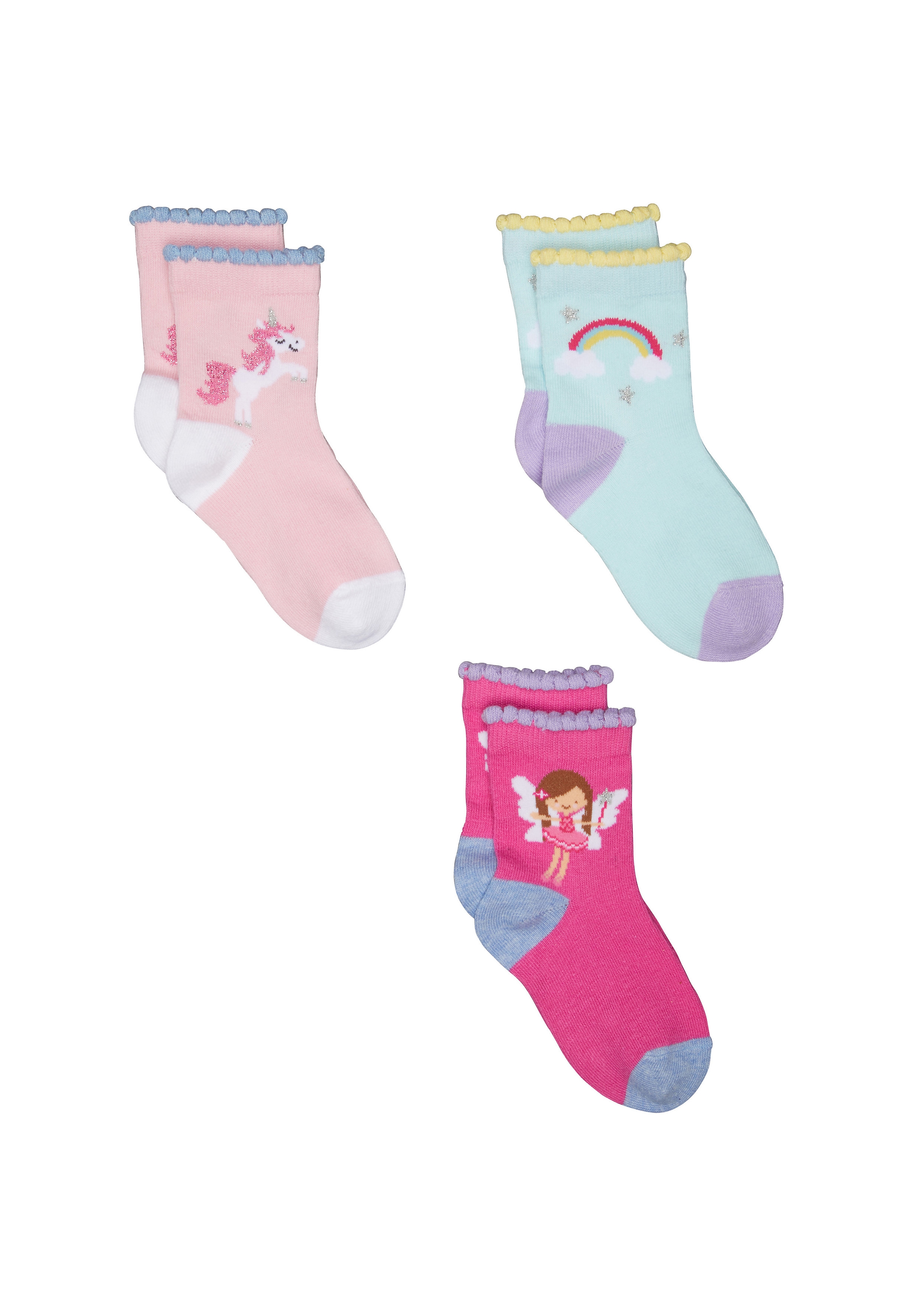 Mothercare | Girls Unicorn And Rainbow Socks - 3 Pack - Multicolor