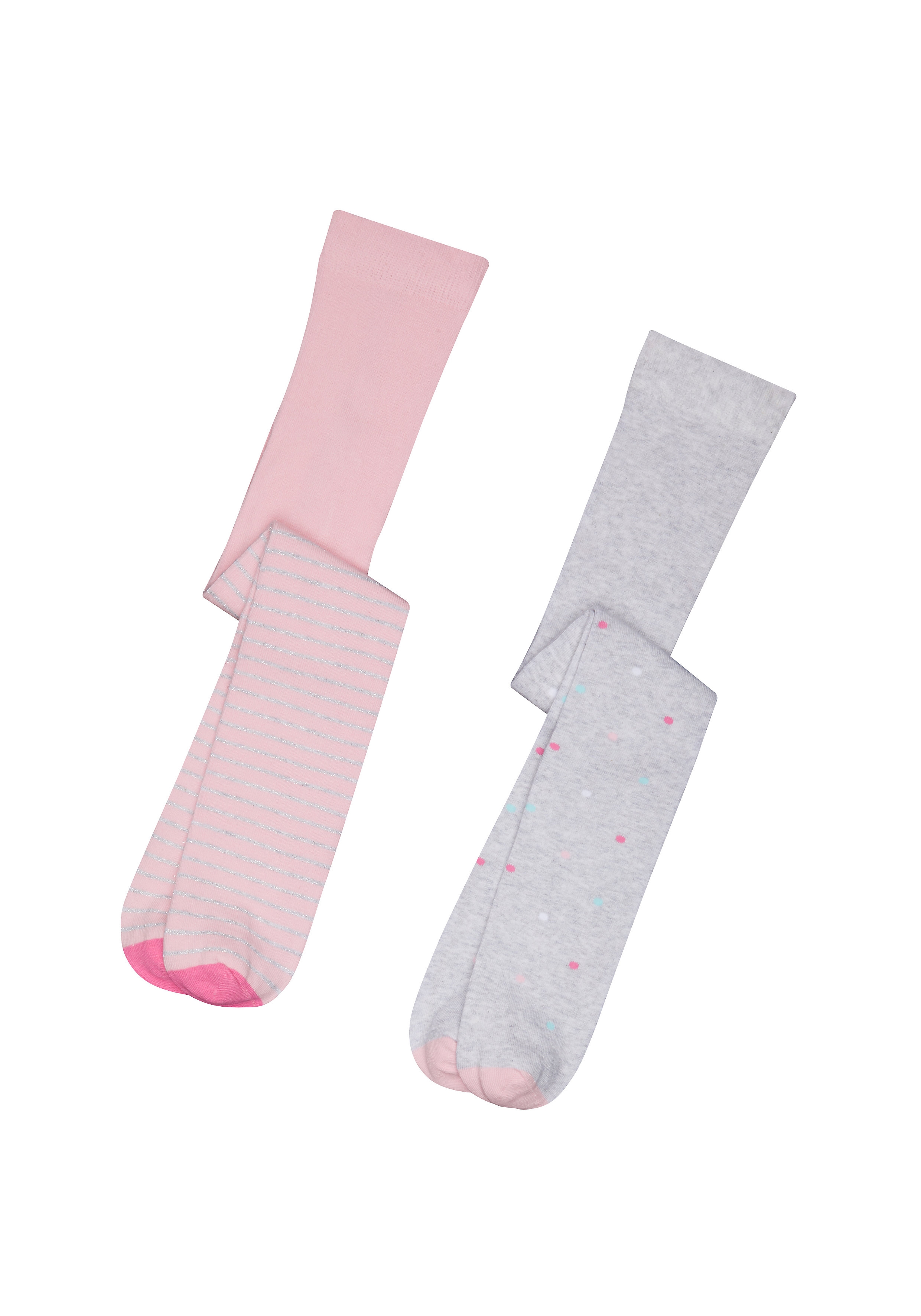 Mothercare | Girls Stripe And Spot Tights - 2 Pack - Multicolor