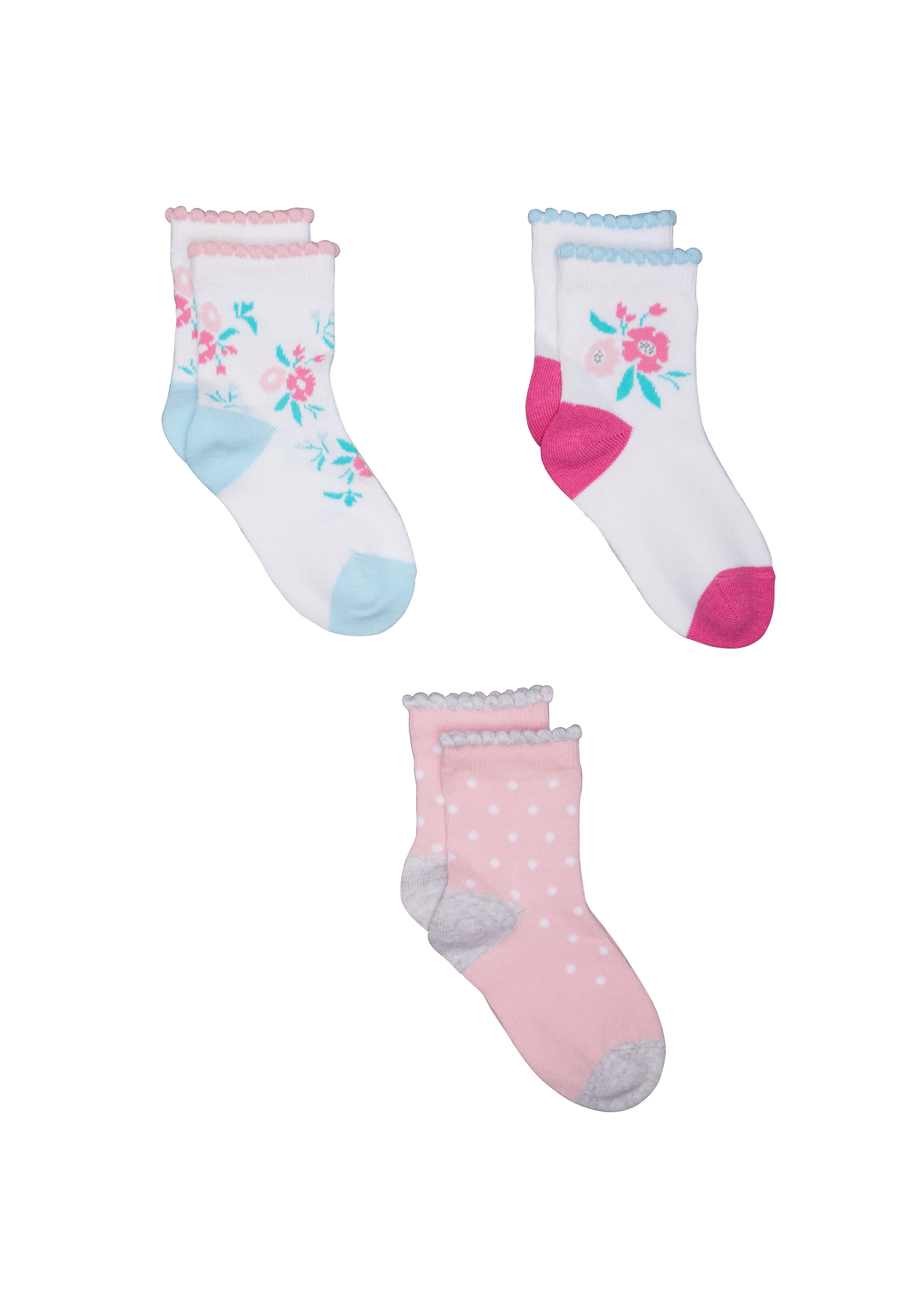 Mothercare | Girls Floral Socks - 3 Pack - Multicolor