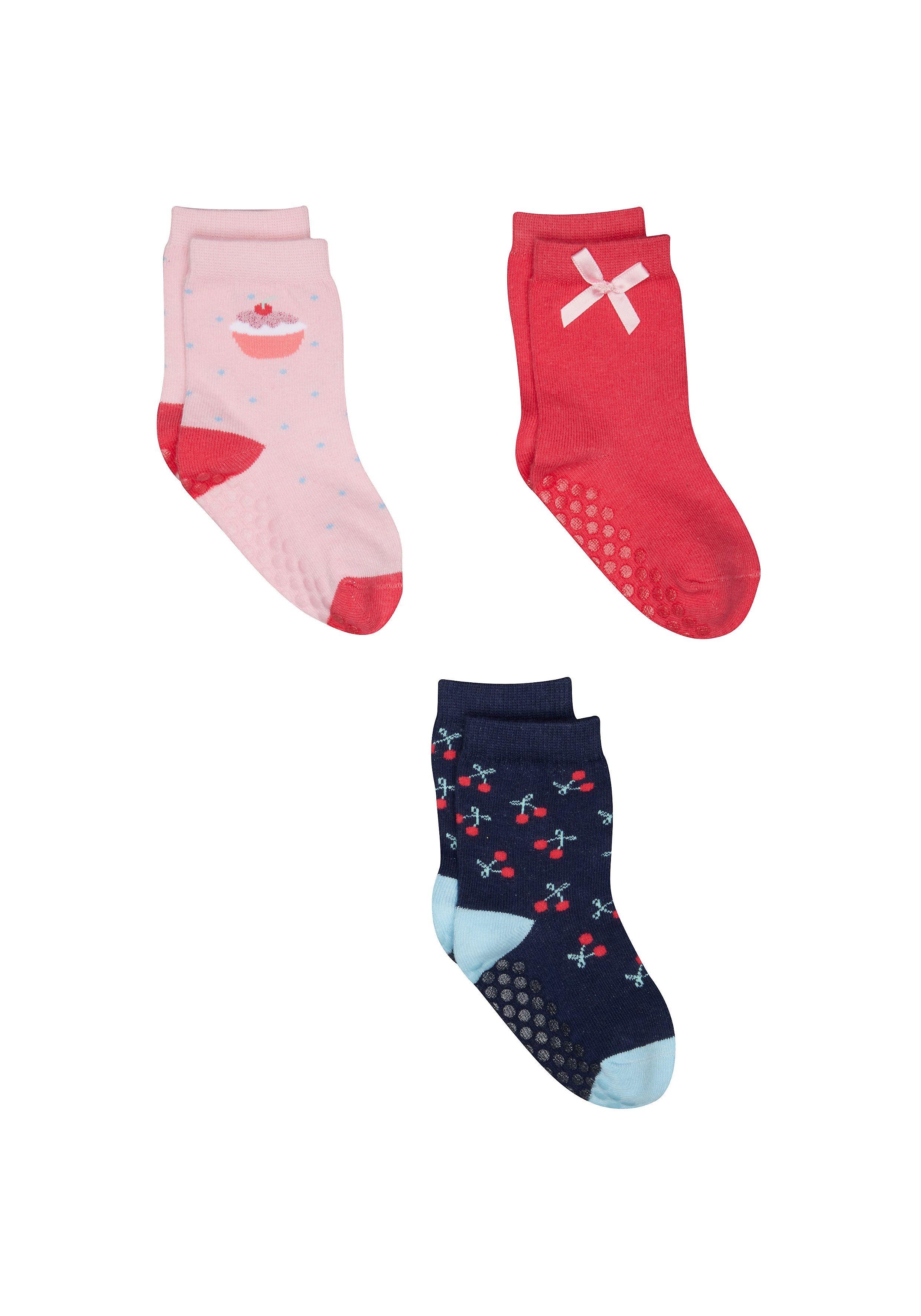 Mothercare | Girls Cupcake And Cherry Socks - 3 Pack - Multicolor