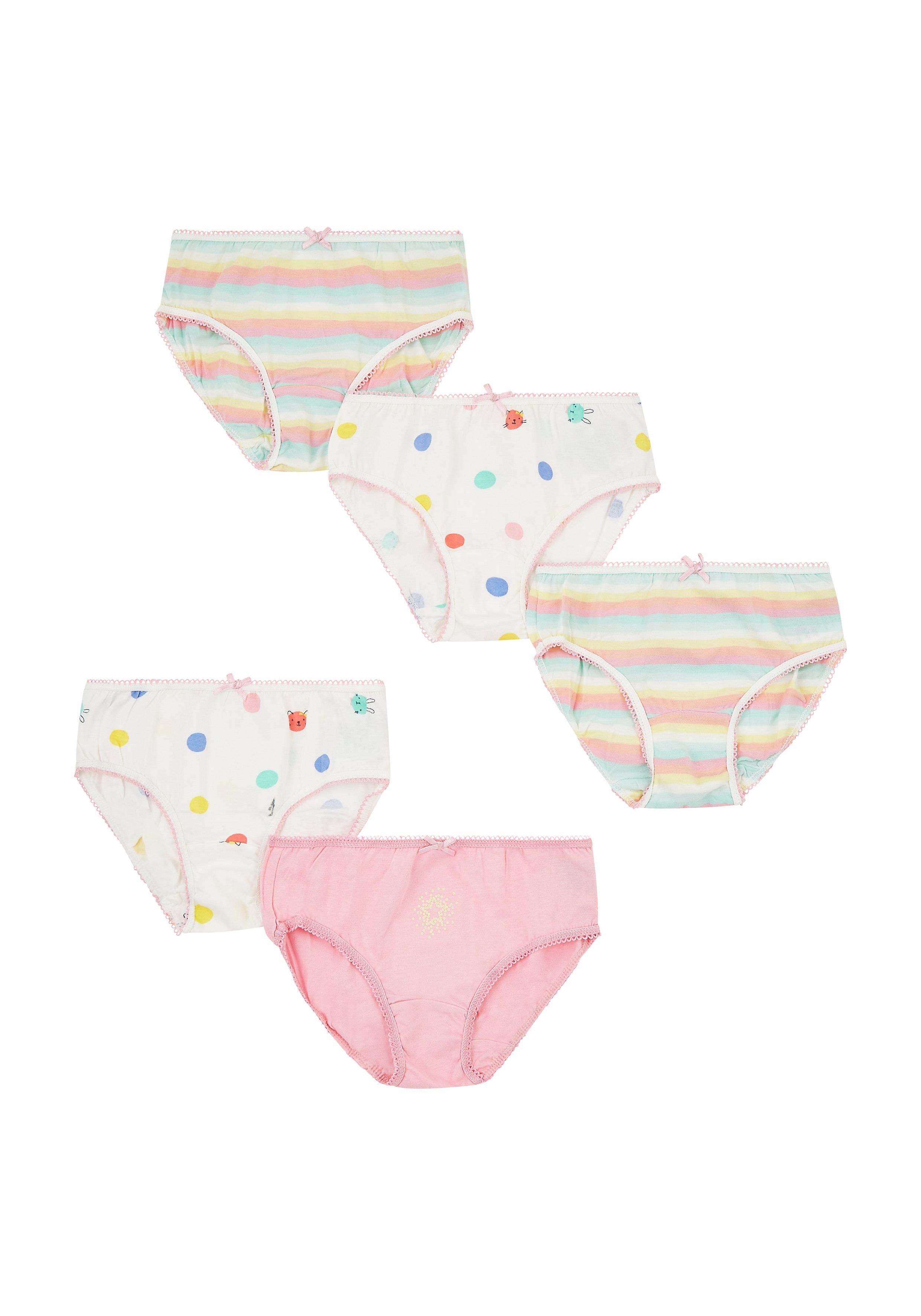 Mothercare | Girls Flower And Spot Briefs - 5 Pack - Multicolor