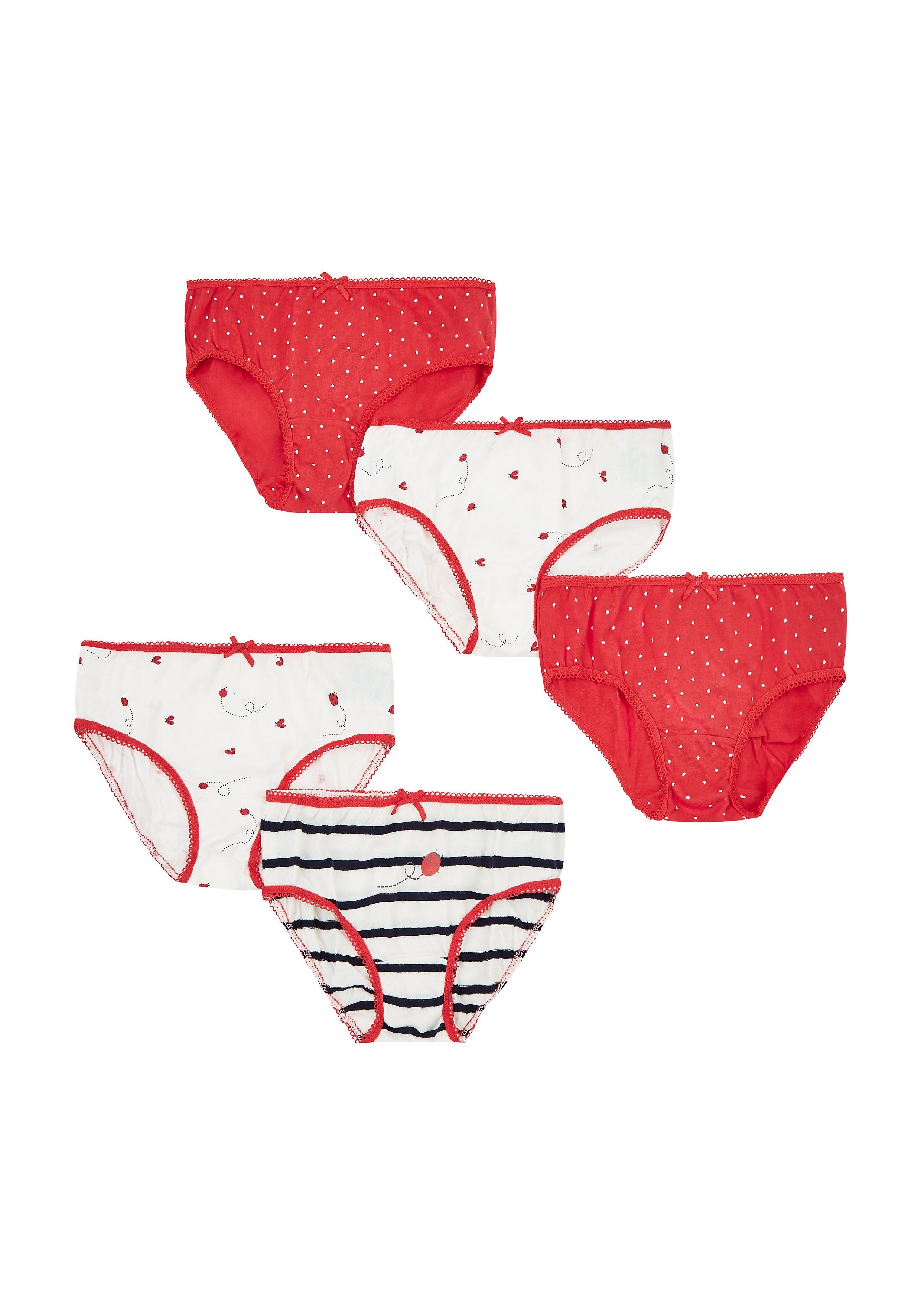 Girls Ladybird And Stripe Briefs - 5 Pack - Multicolor