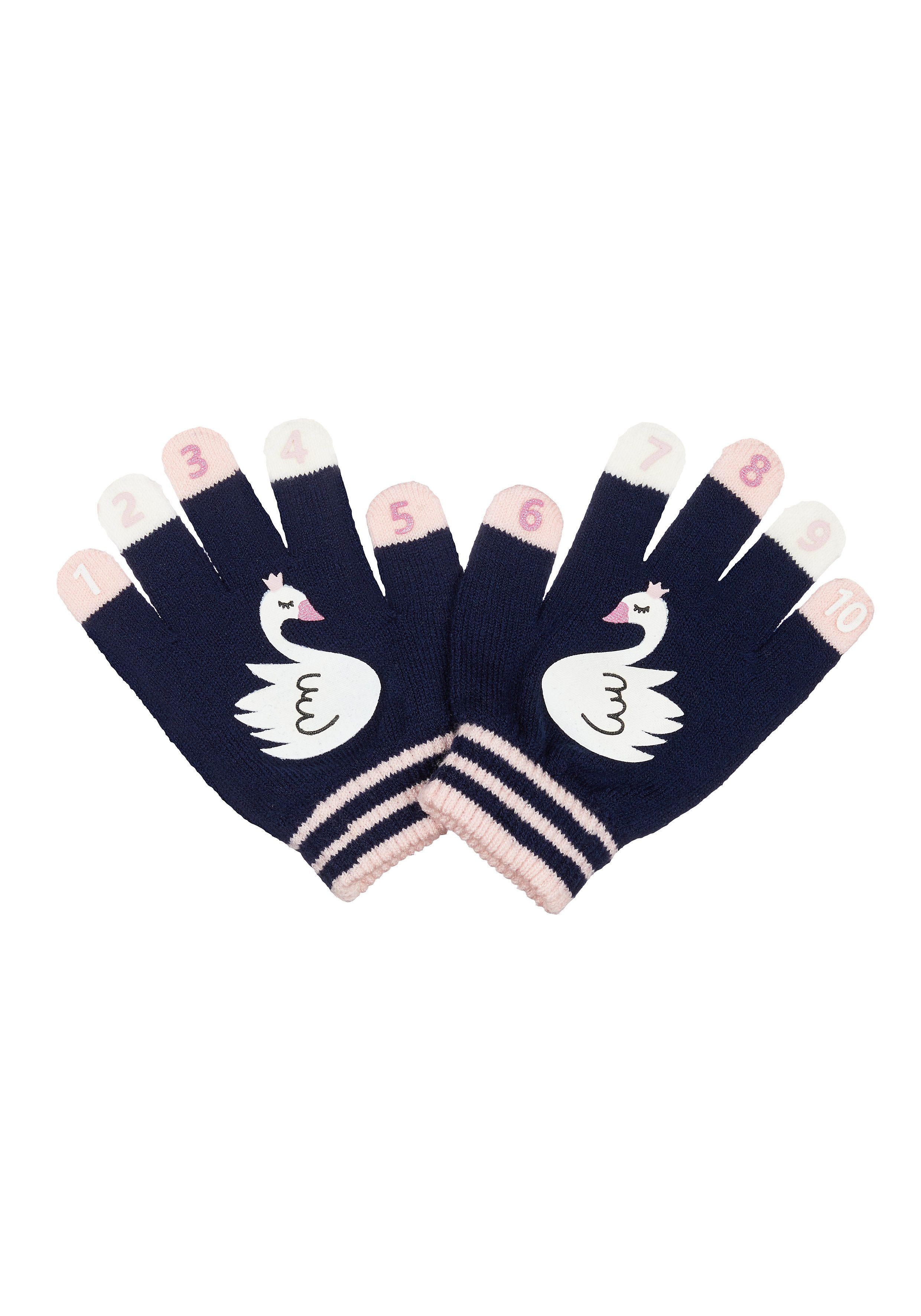 Mothercare | Girls Navy Swan Counting Gloves - Navy