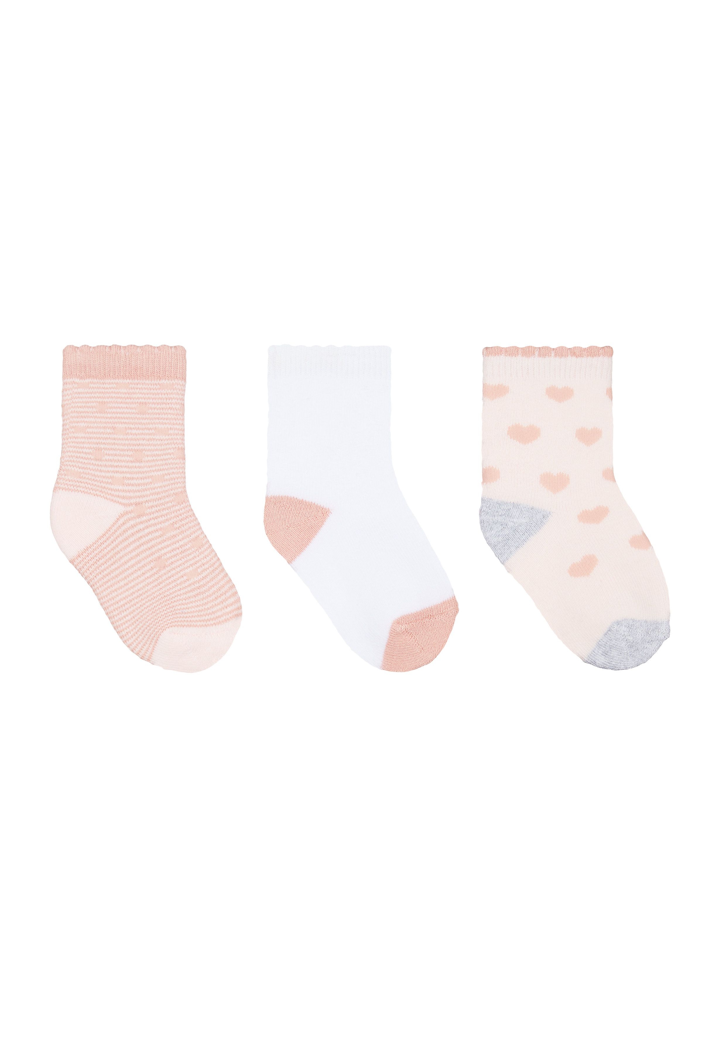 Mothercare | Girls Heart Terry Baby Socks - 3 Pack - Pink
