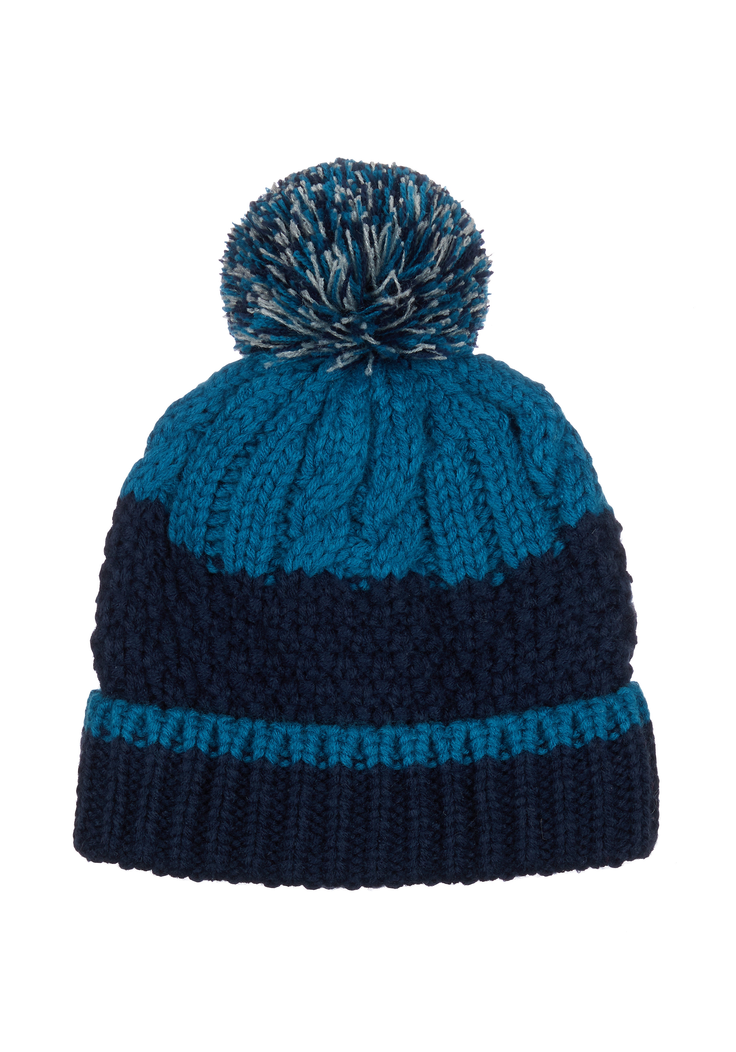 Mothercare | Boys Teal And Navy Cable - Knit Beanie Hat - Teal