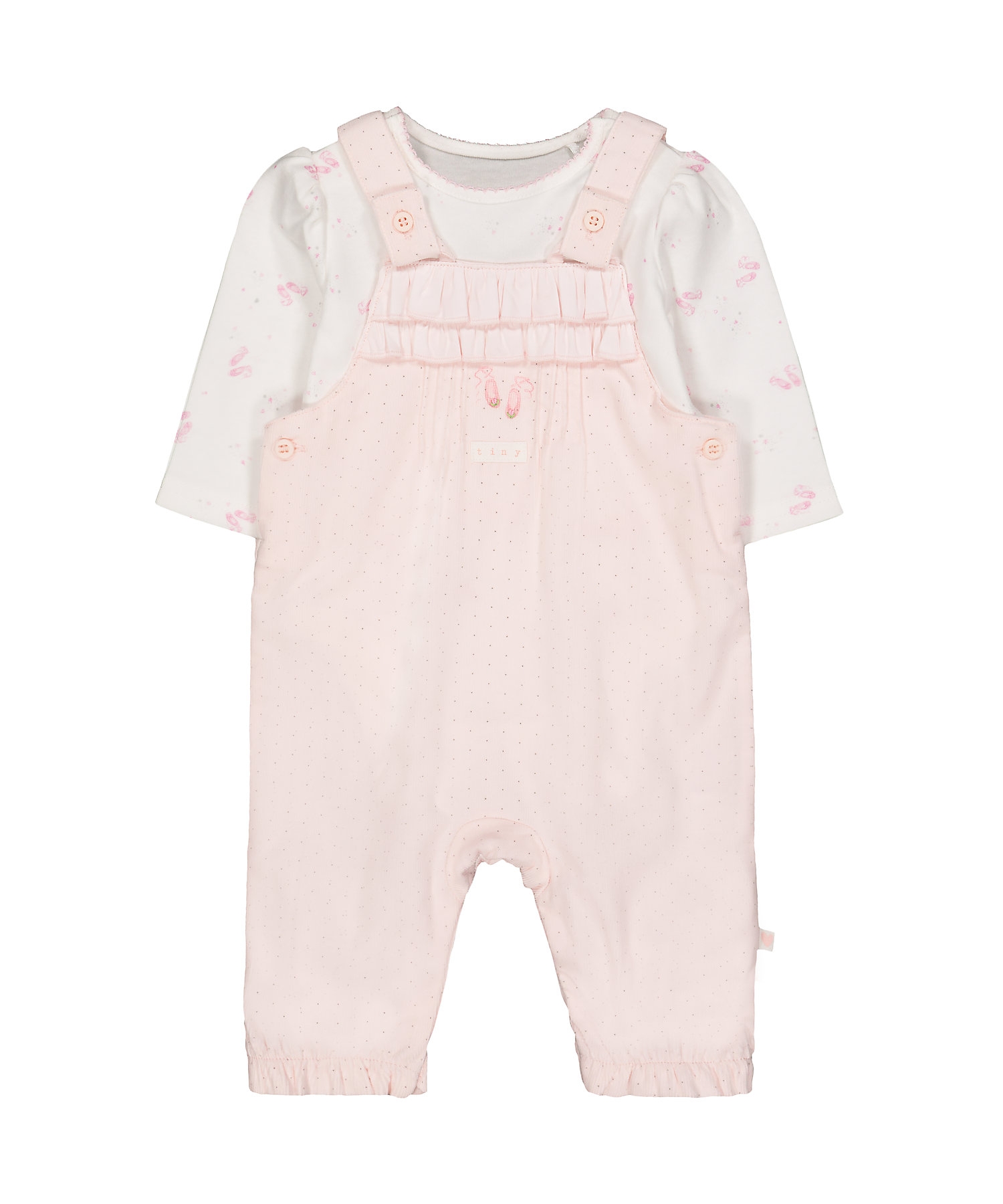 My First Pink Cord Dungaree And Bodysuit Set