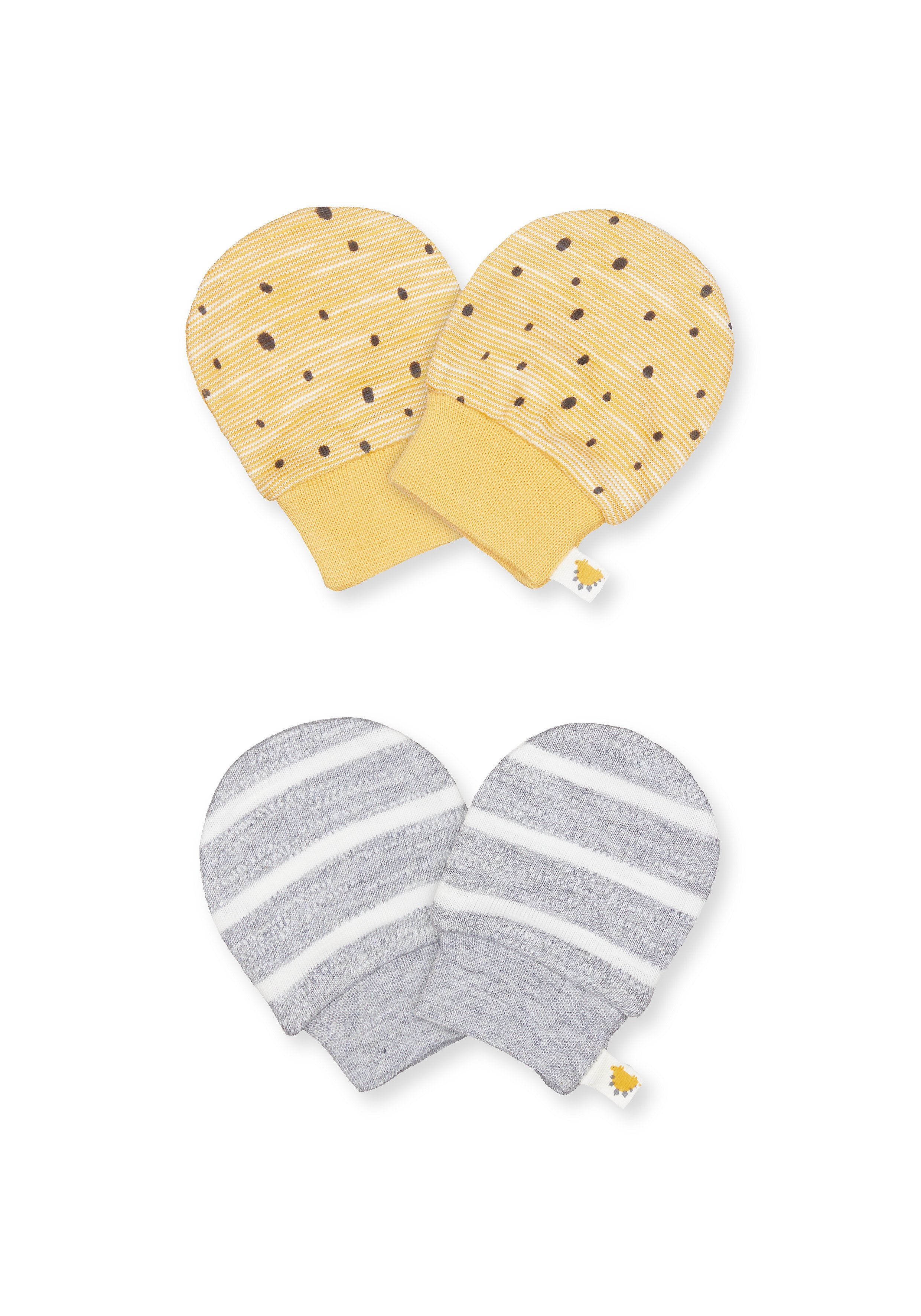 Mothercare | Boys Yellow And Grey Scratch Mitts - 2 Pack - Grey