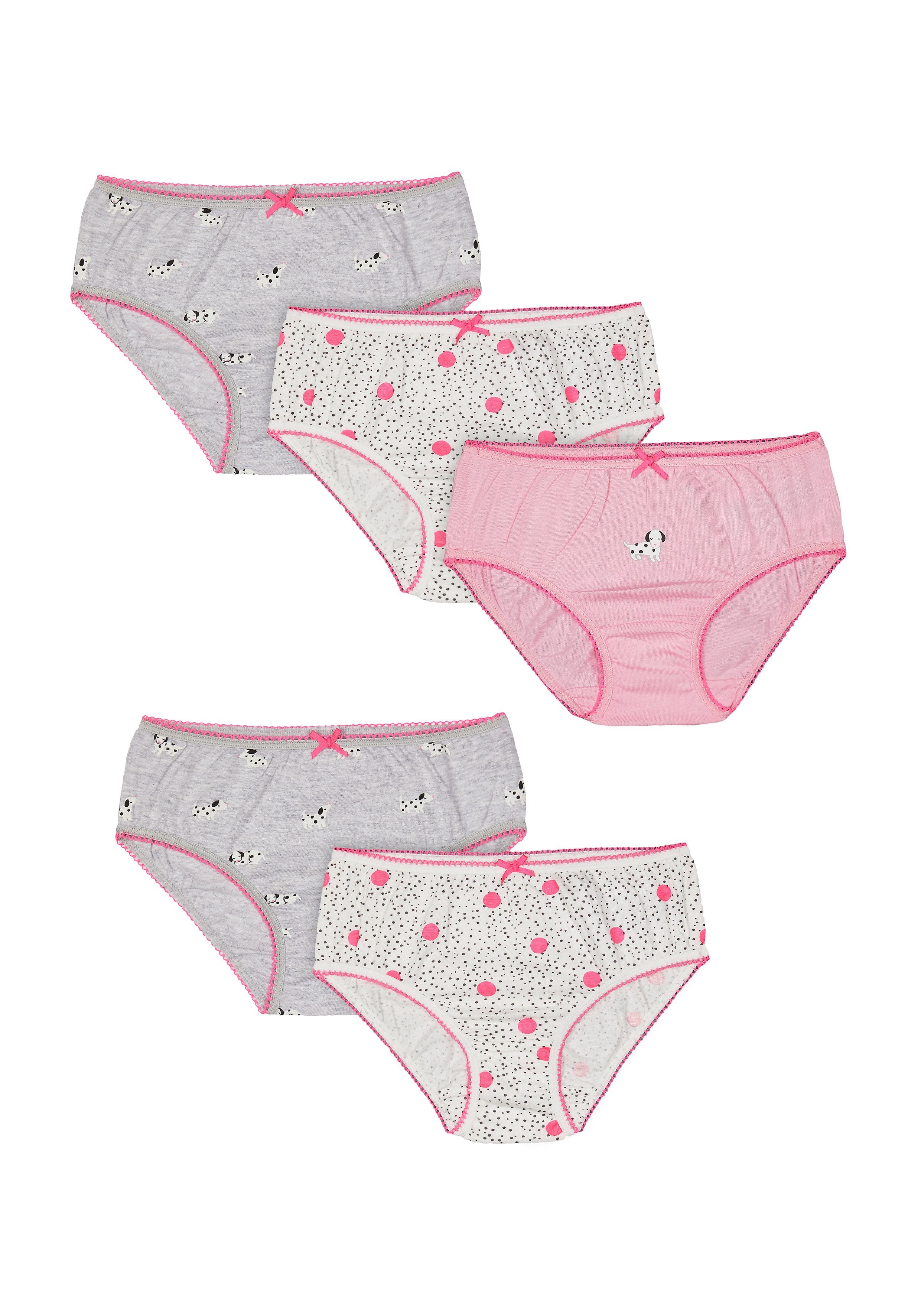 Mothercare | Girls Pink Dalmatian Briefs - 5 Pack - Pink