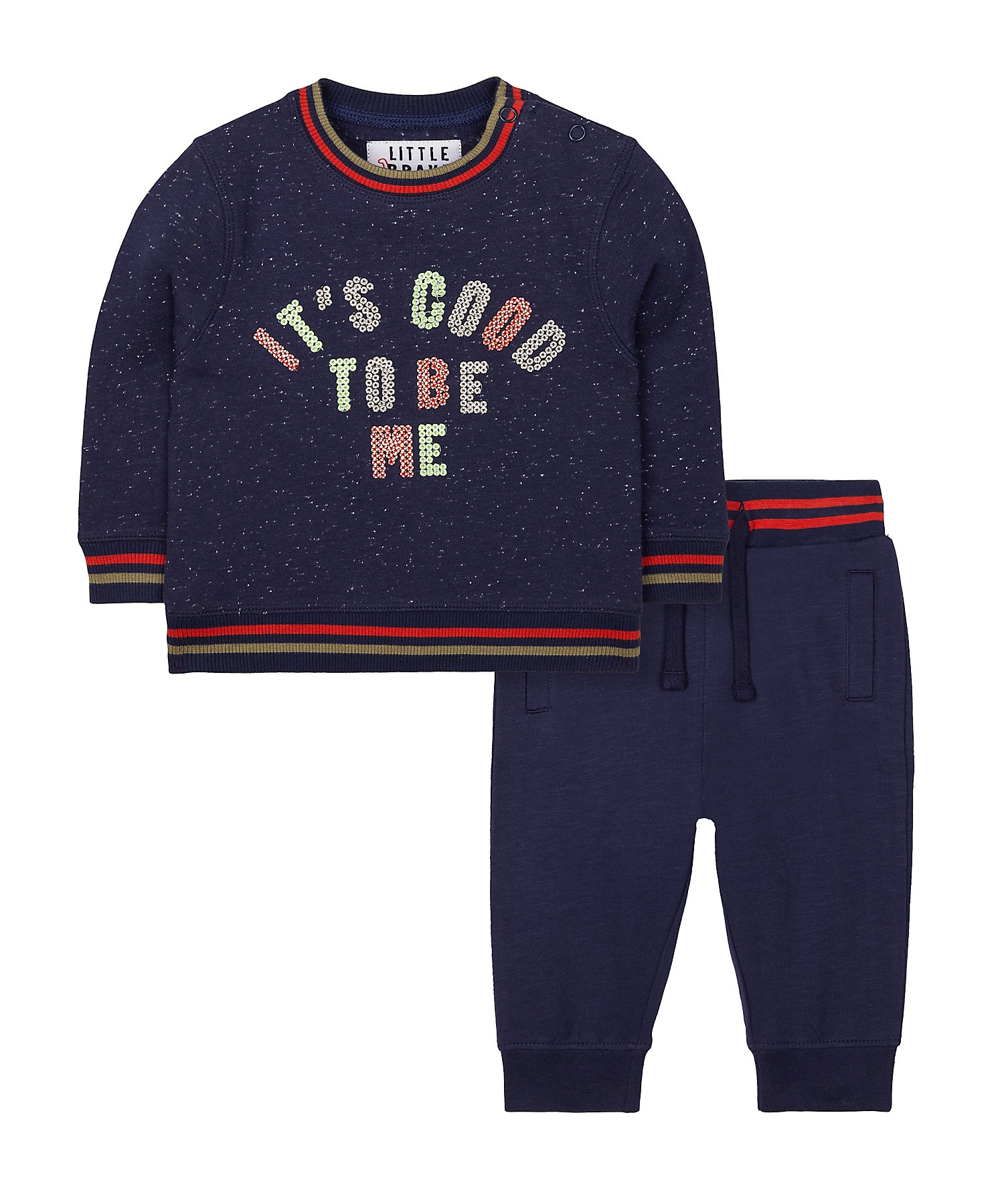 Mothercare | Navy Sequin Good To Be Me Sweat Top and Joggers Set