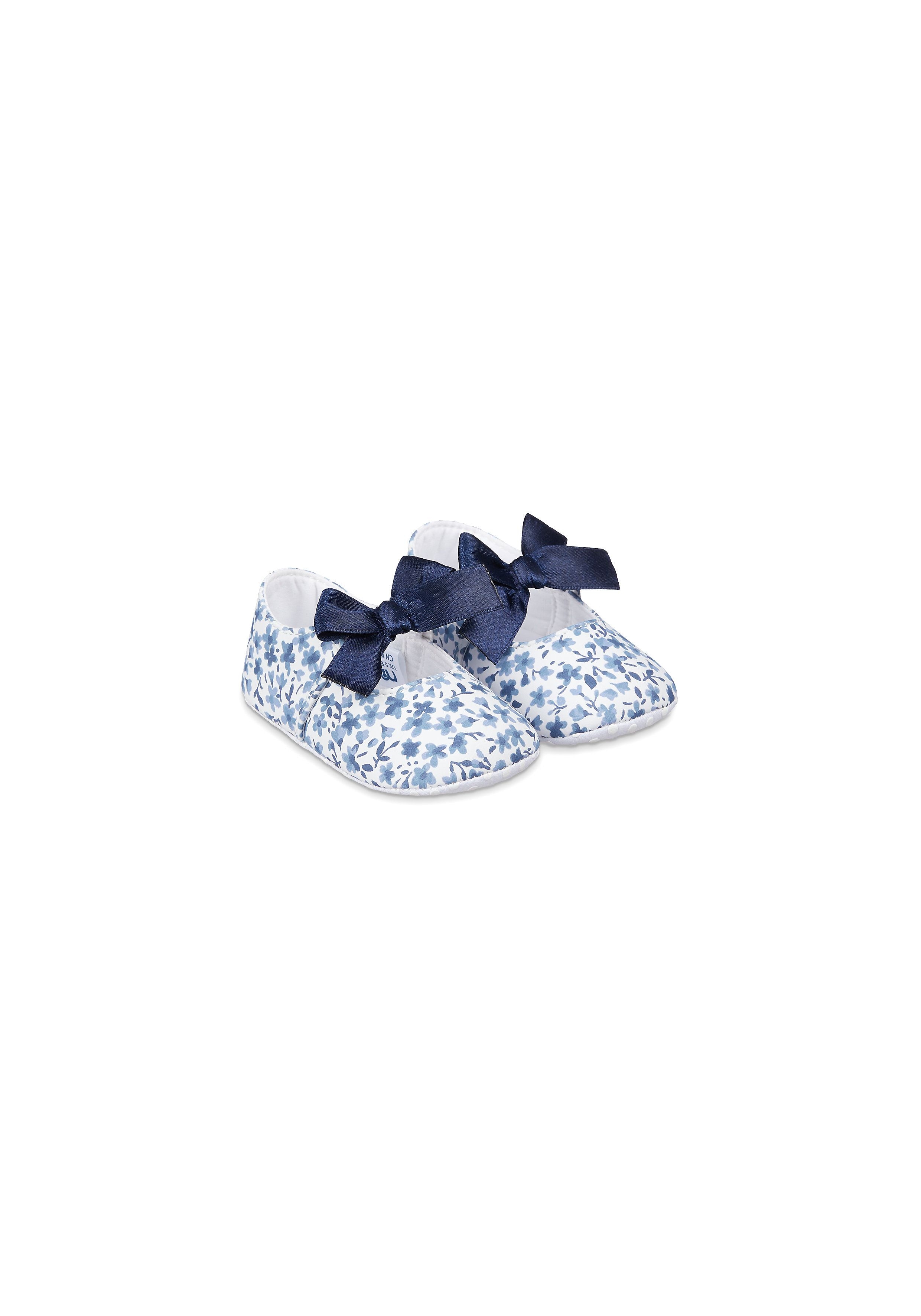 Blue Heritage Floral Baby Pram Shoes