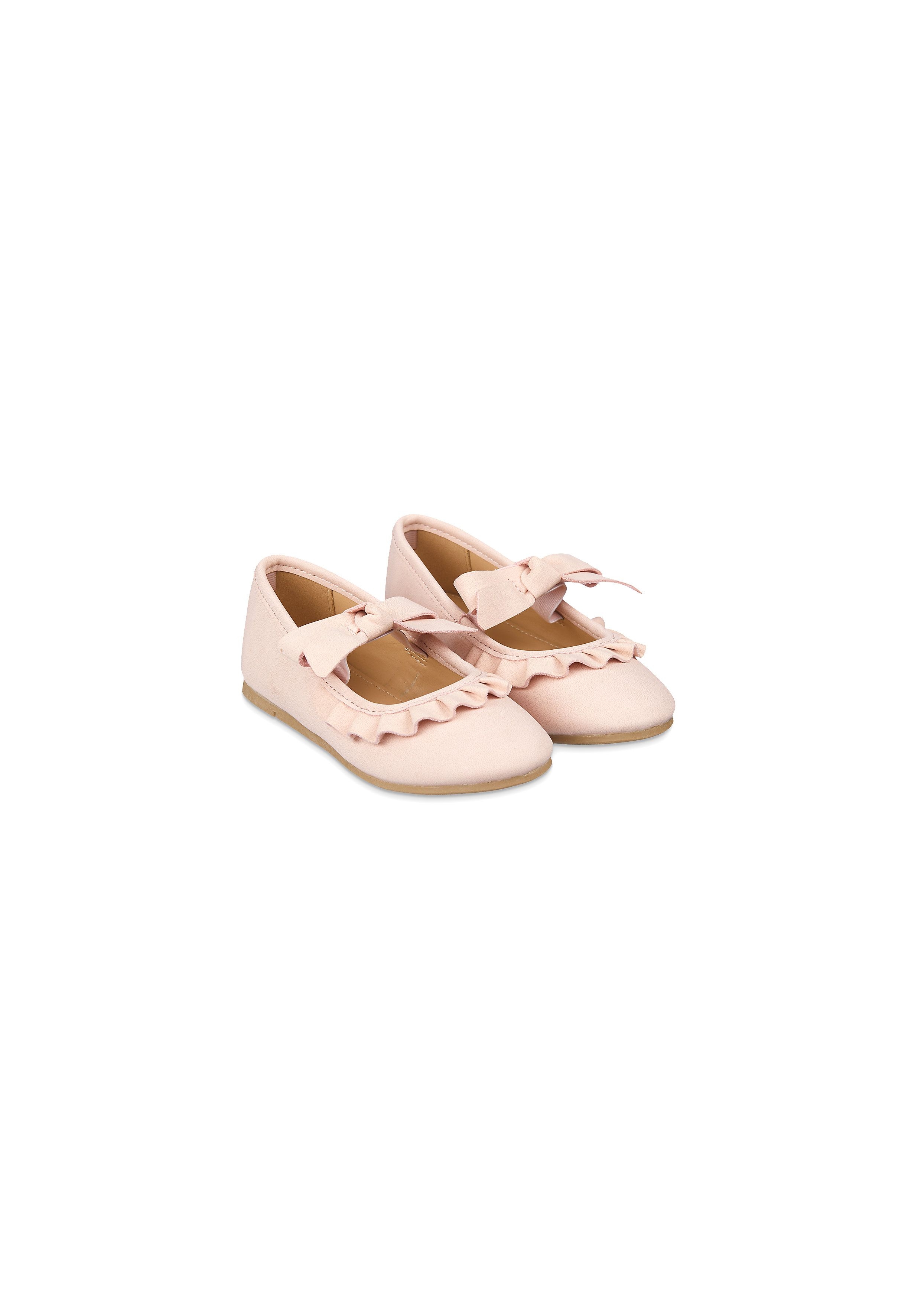 Mothercare | Girls Ballerinas Bow And Frill Detail - Pink