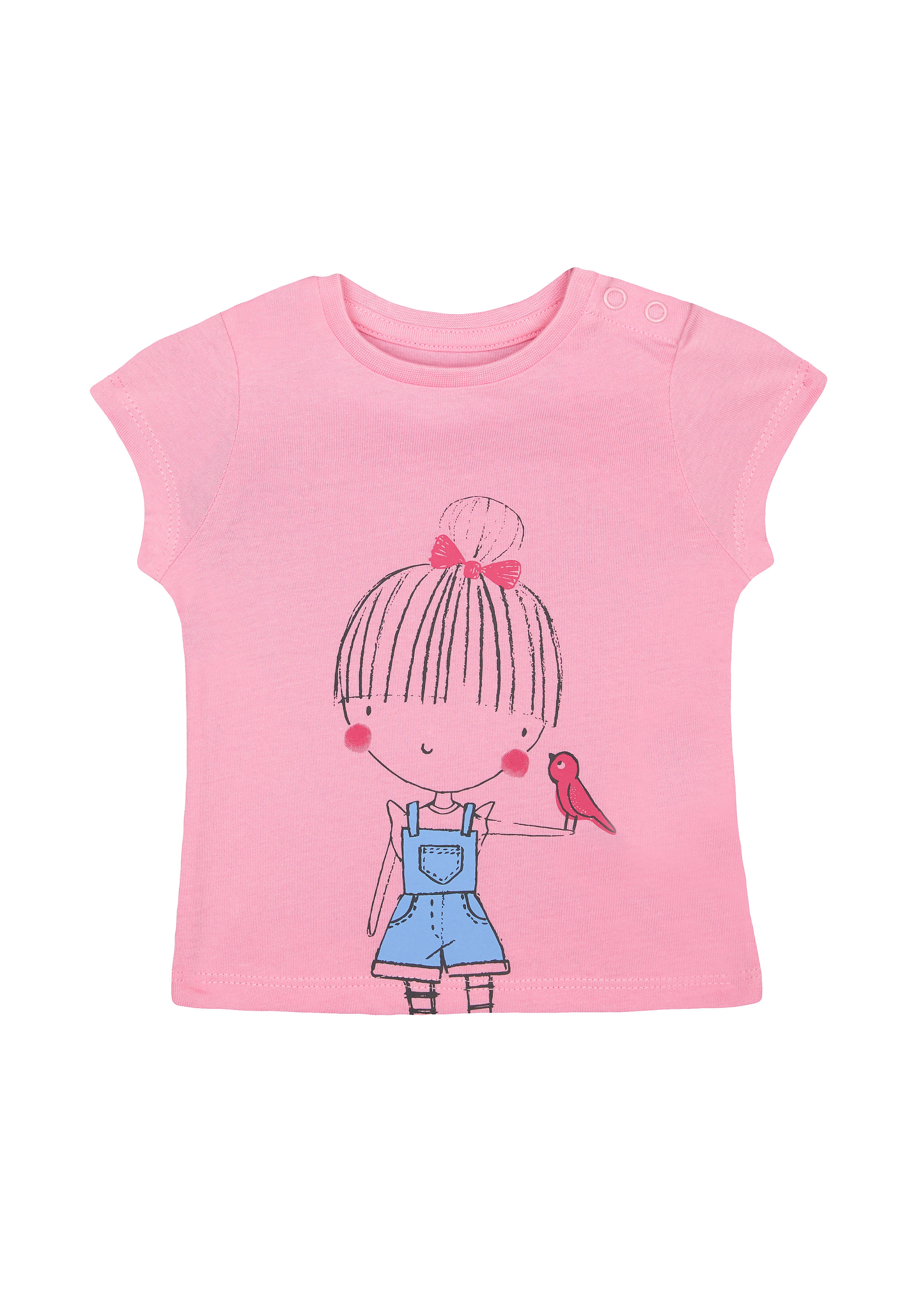 Mothercare | Girls Half Sleeves T-Shirt Girl Print - Pink
