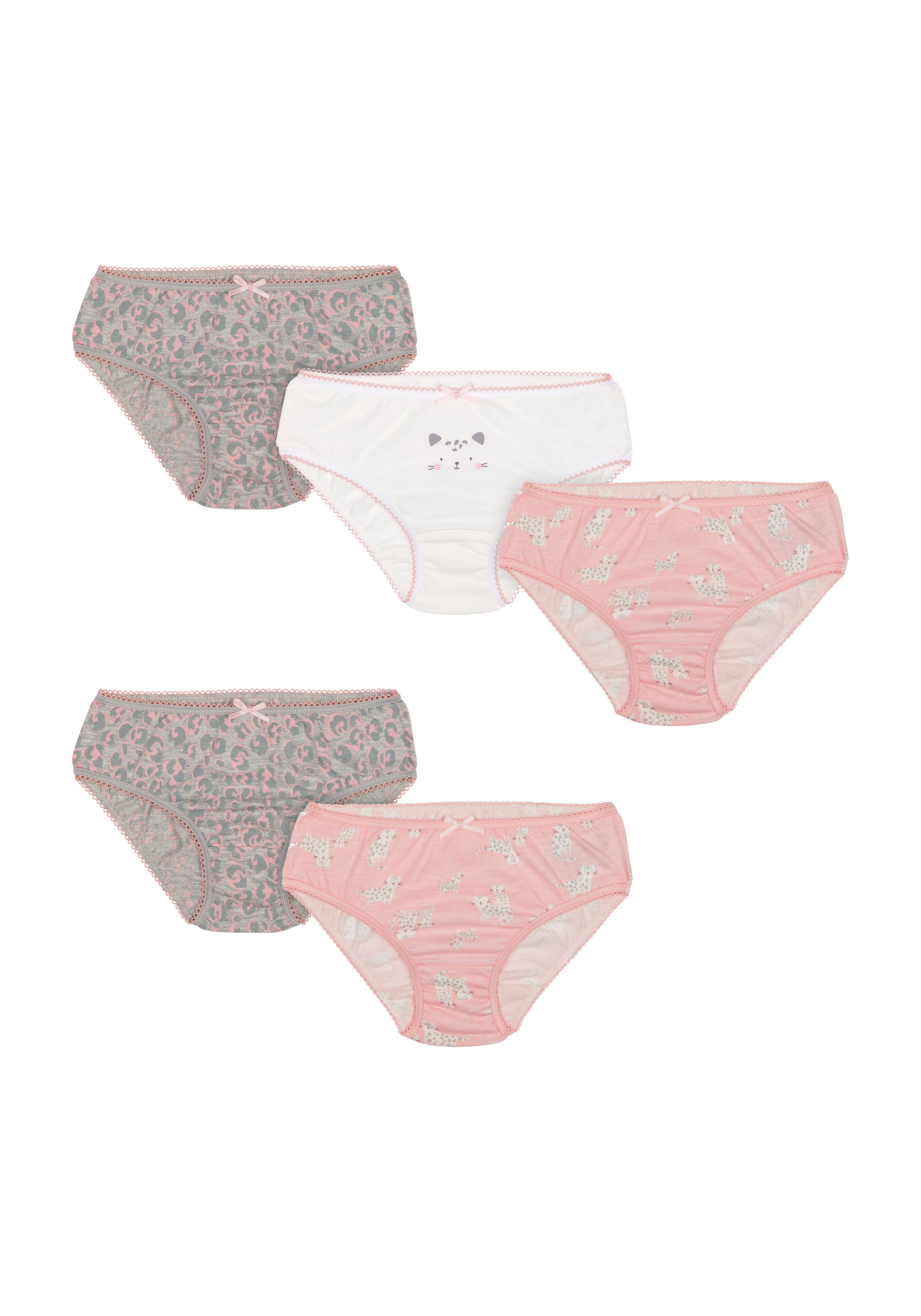 Mothercare | Pink Cat Leopard Briefs - Pack of 5
