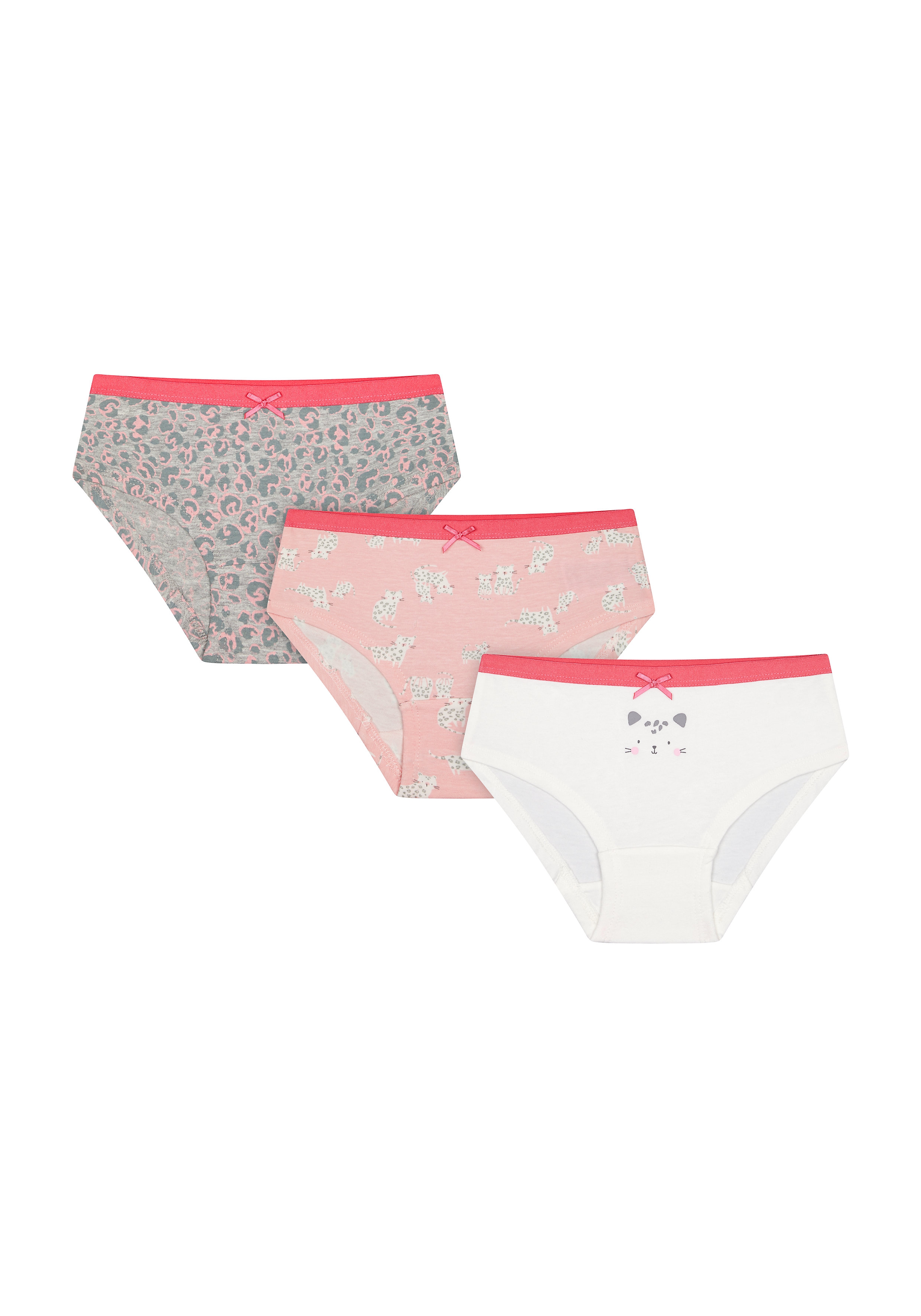 Pink Cat Leopard Briefs - Pack of 3