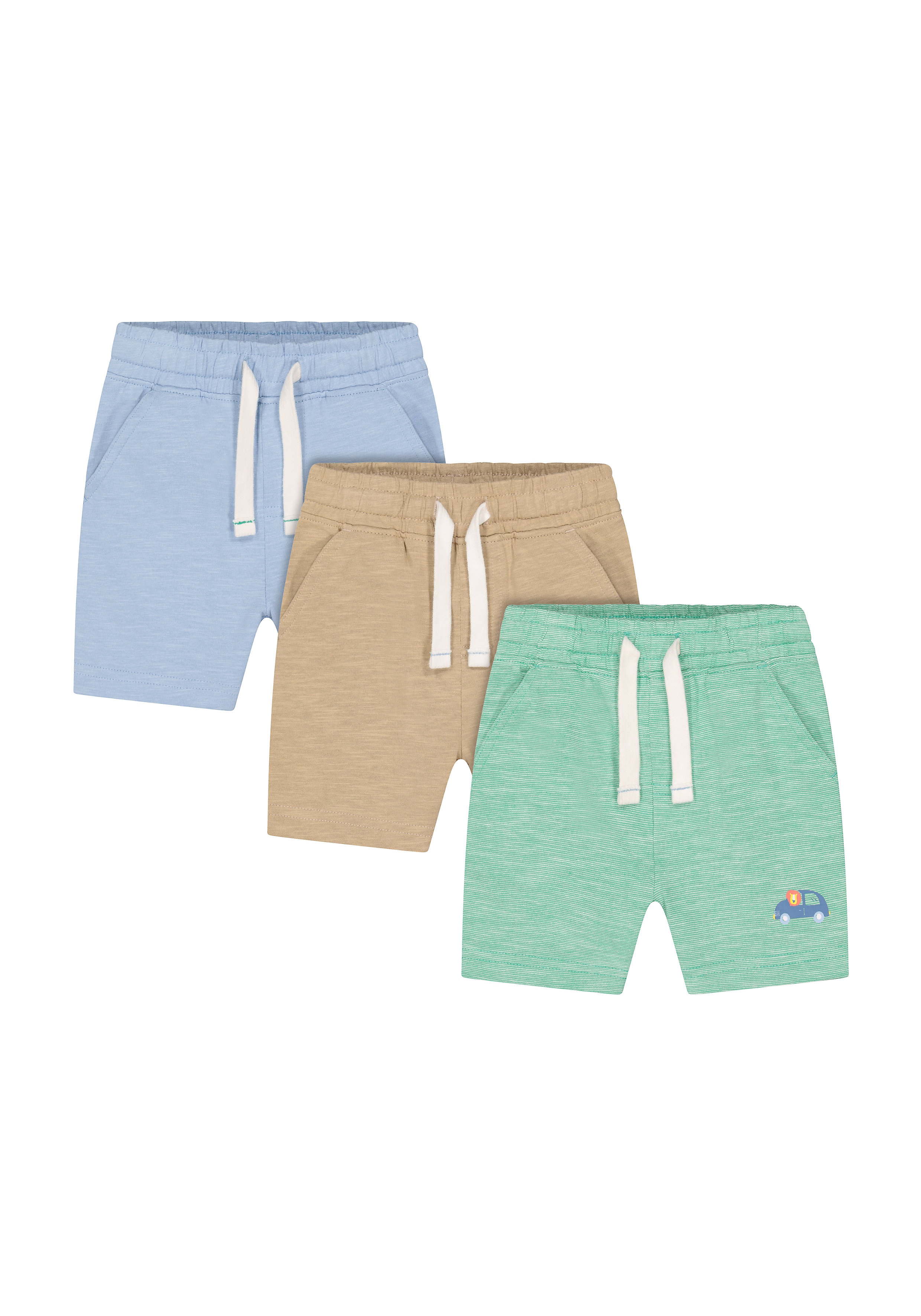 Mothercare | Boys Knitted Shorts Car Print - Pack Of 3 - Multicolor