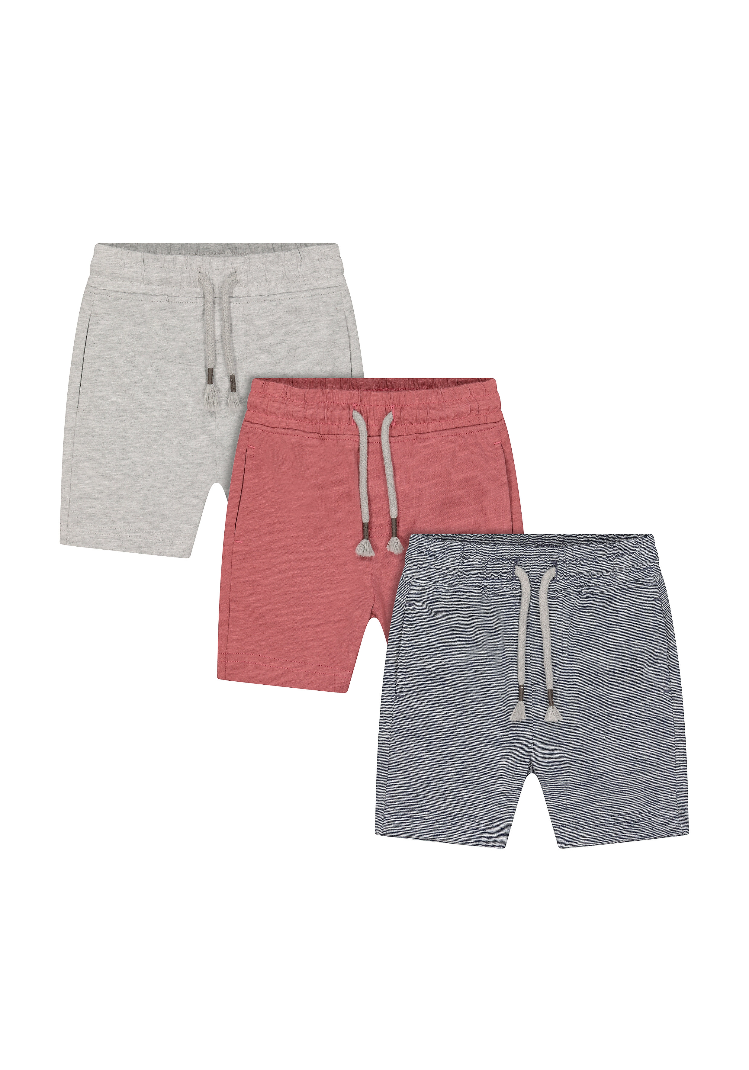 Mothercare | Boys Shorts Stripe And Boat Print - Pack Of 3 - Grey Red