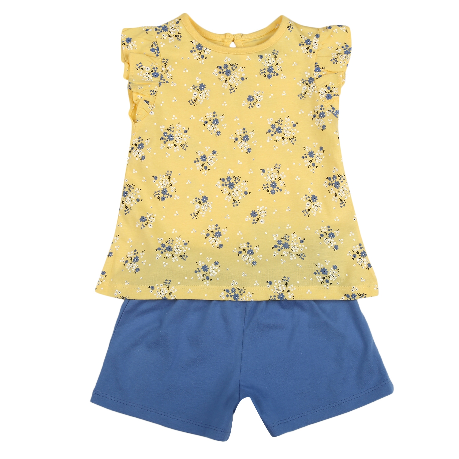 Mothercare | Girls Half sleeves Floral print T-shirt and shorts set - Yellow