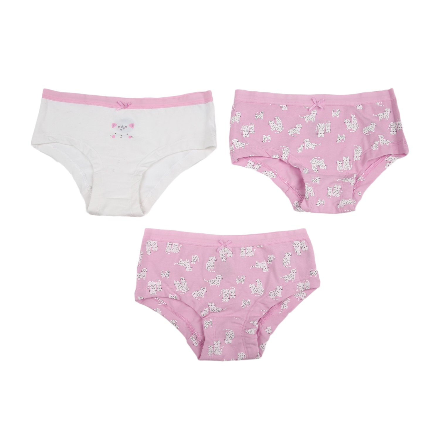 Girls Printed Briefs - Pack of 3 - Pink white