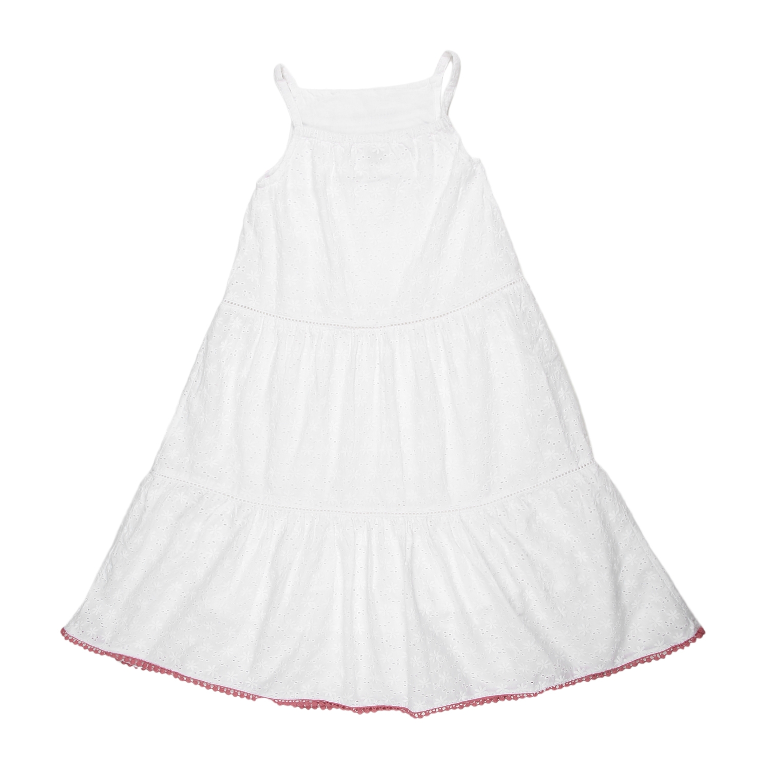 Girls Sleeveless Tiered Dress - White