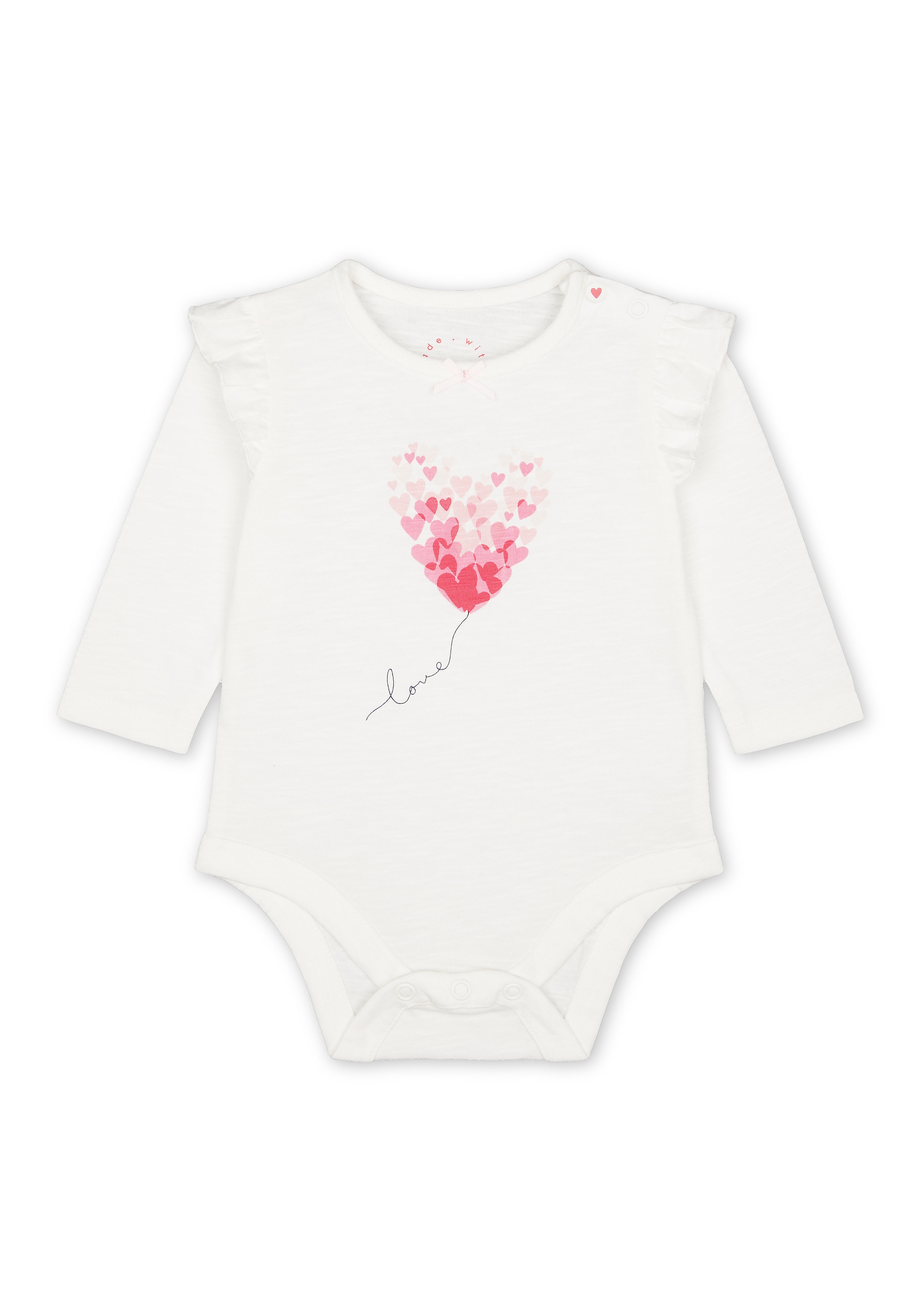 Mothercare | Girls Full Sleeves Heart Print Bodysuit - White