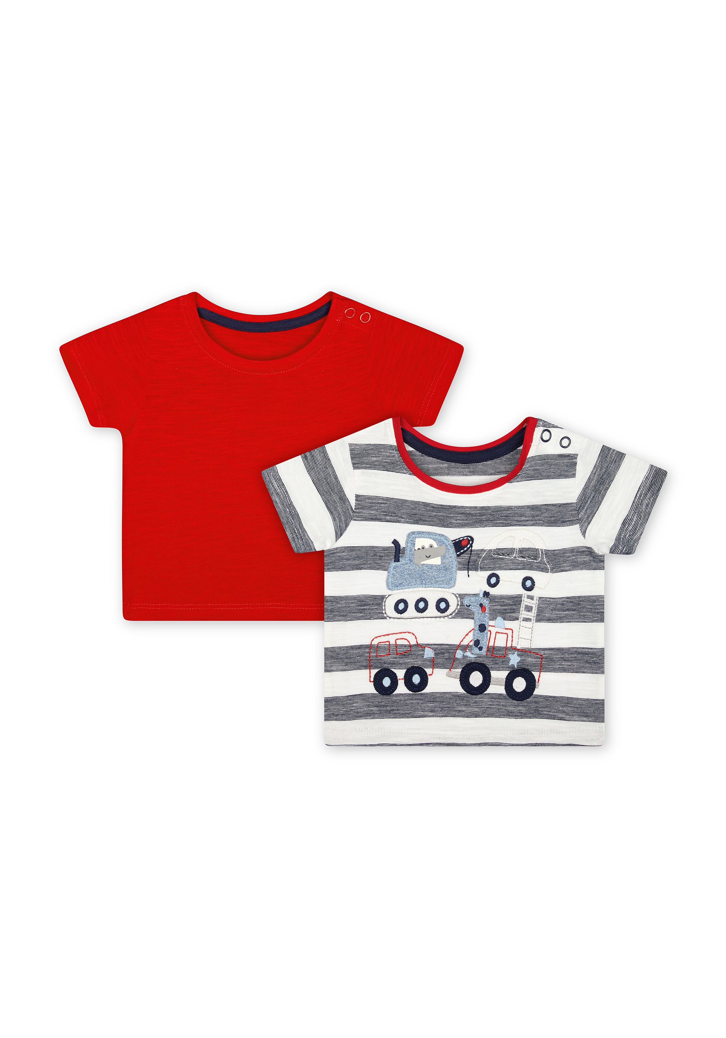 Mothercare | Boys Half Sleeves Round Neck T-shirts  - Pack Of 2 - Navy