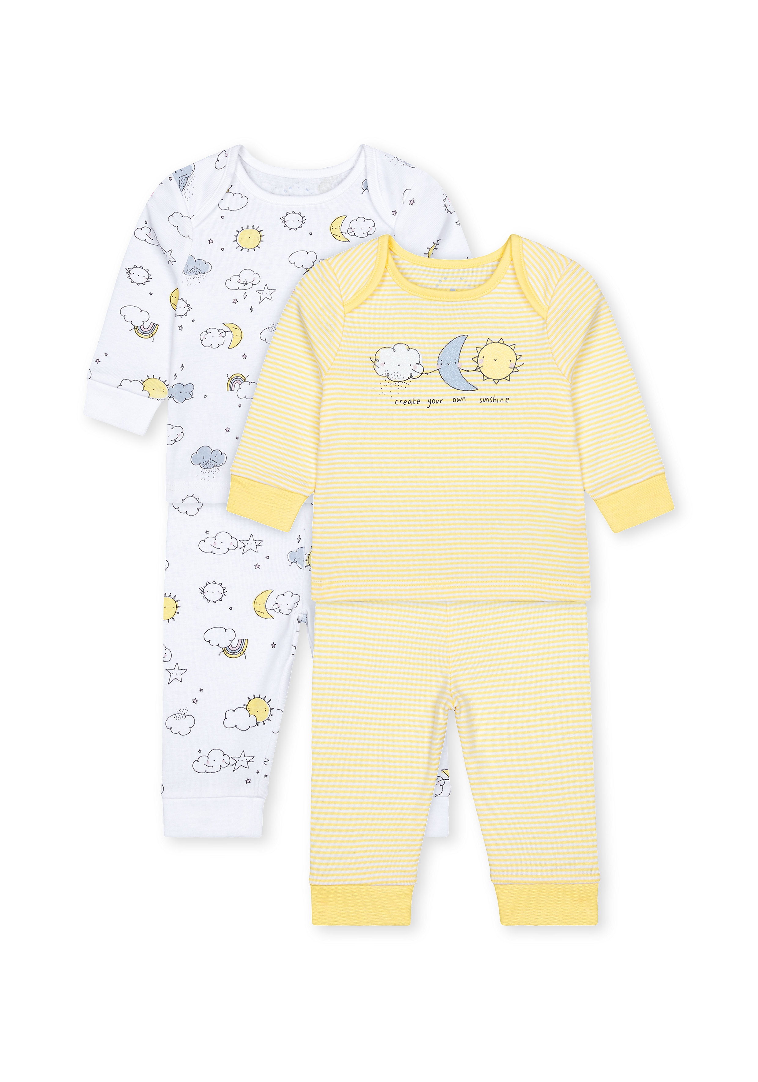 Mothercare | Unisex Full Sleeves Pyjama Sets - Pack Of 2 - Yellow