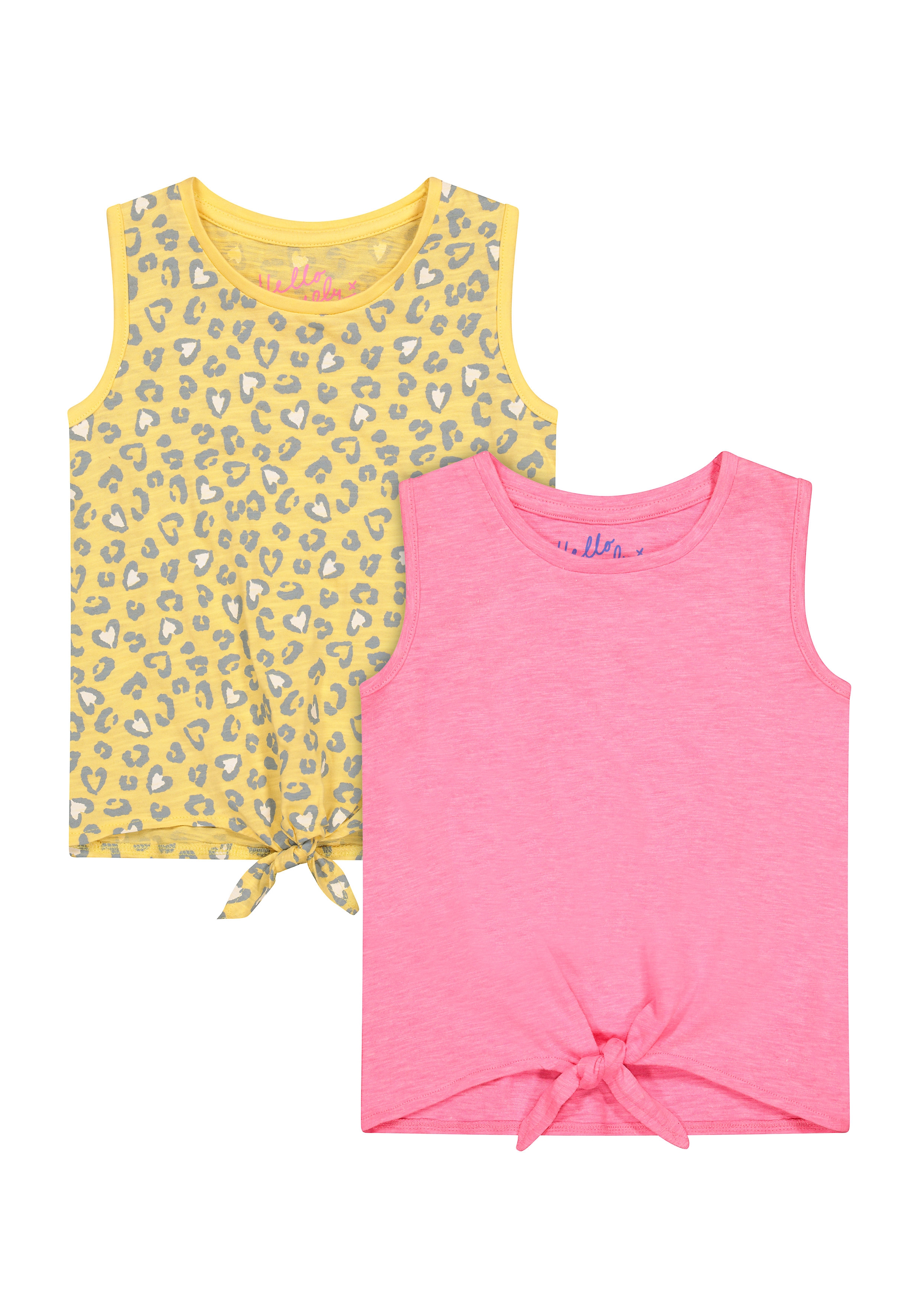 Girls Sleeveless Round Neck T-shirts  - Pack Of 2 - Multicolor