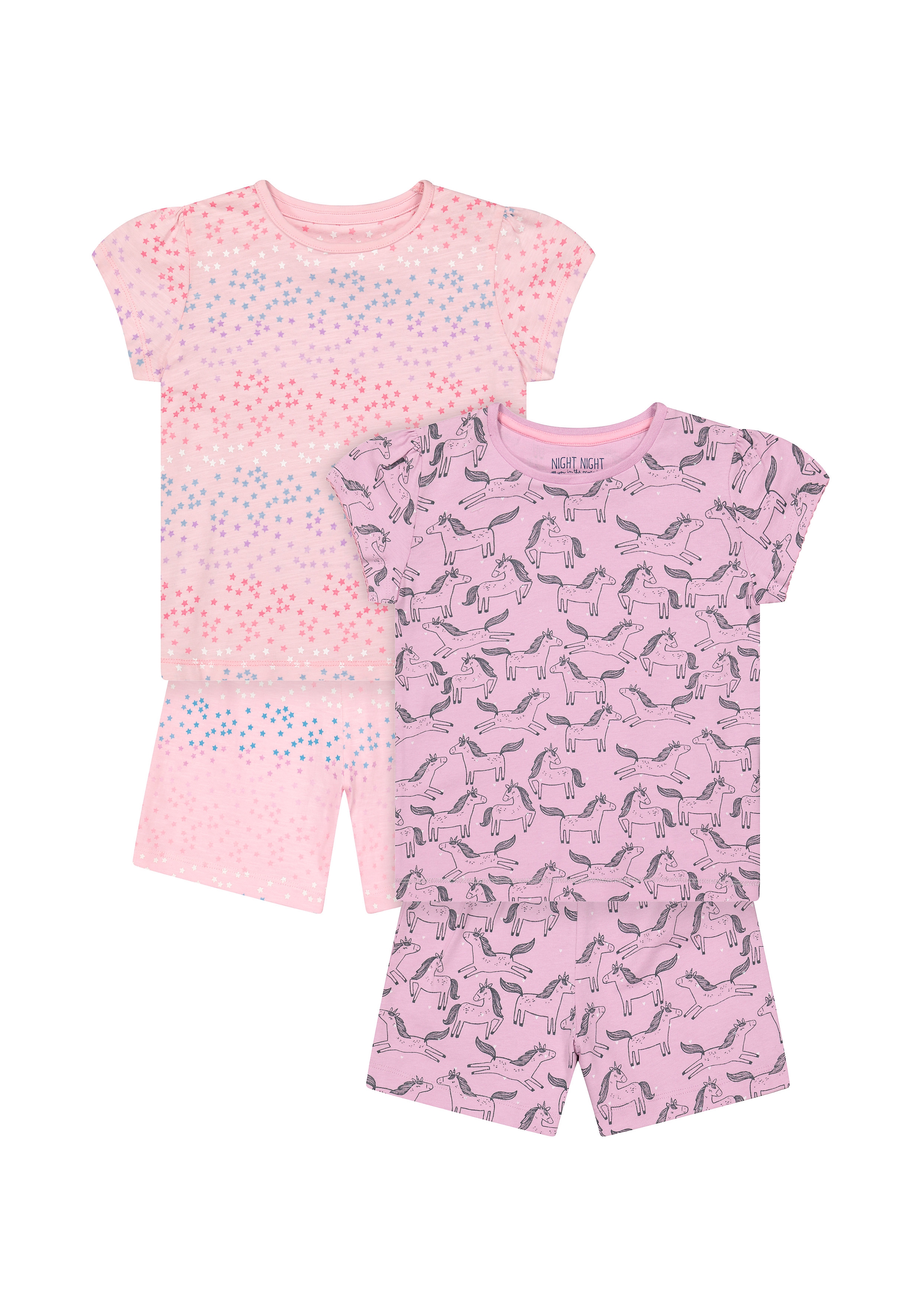 Girls Half Sleeves Shorts Sets - Pack Of 2 - Pink