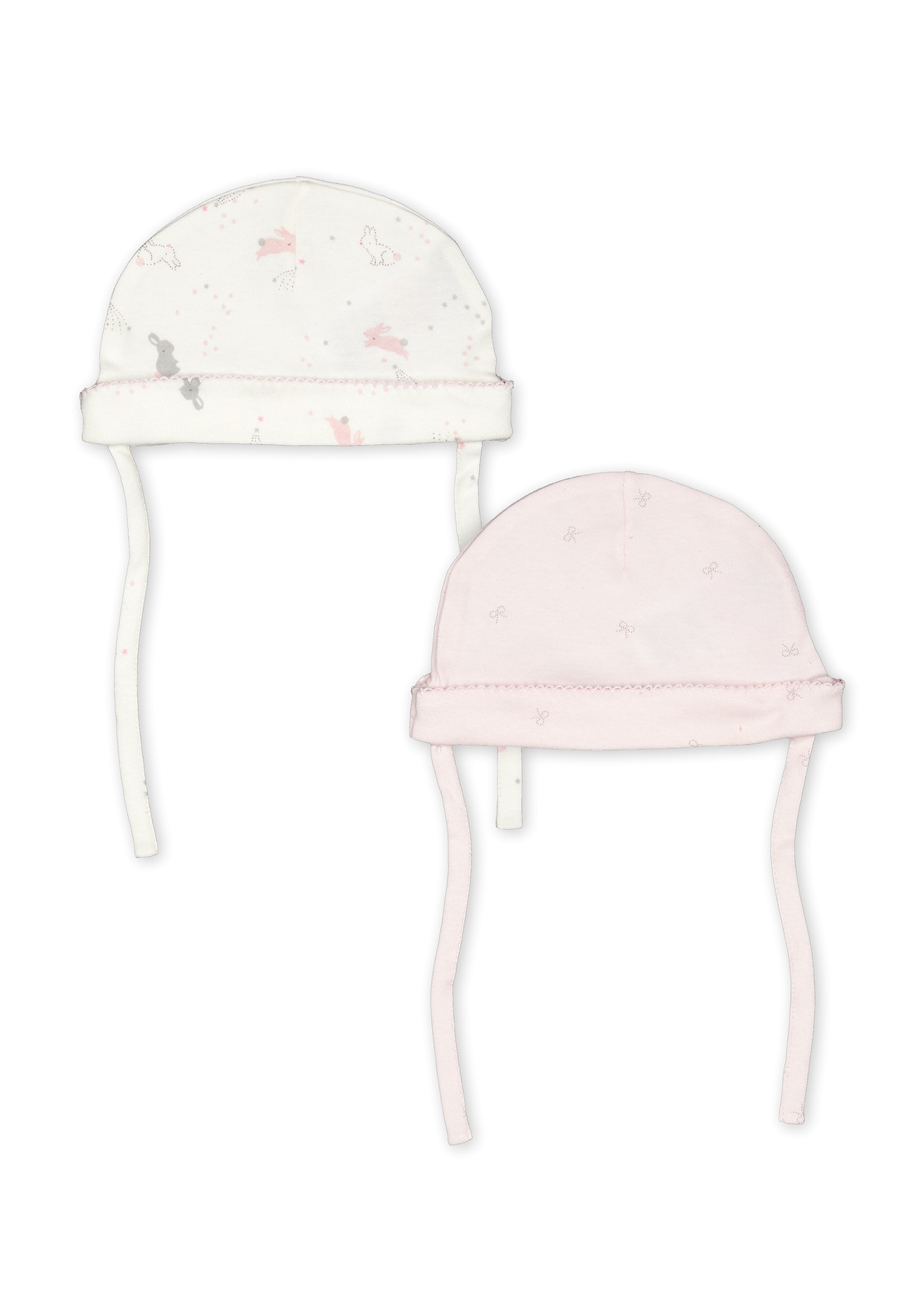 Girls Printed Hat - Pack Of 2 - Pink White