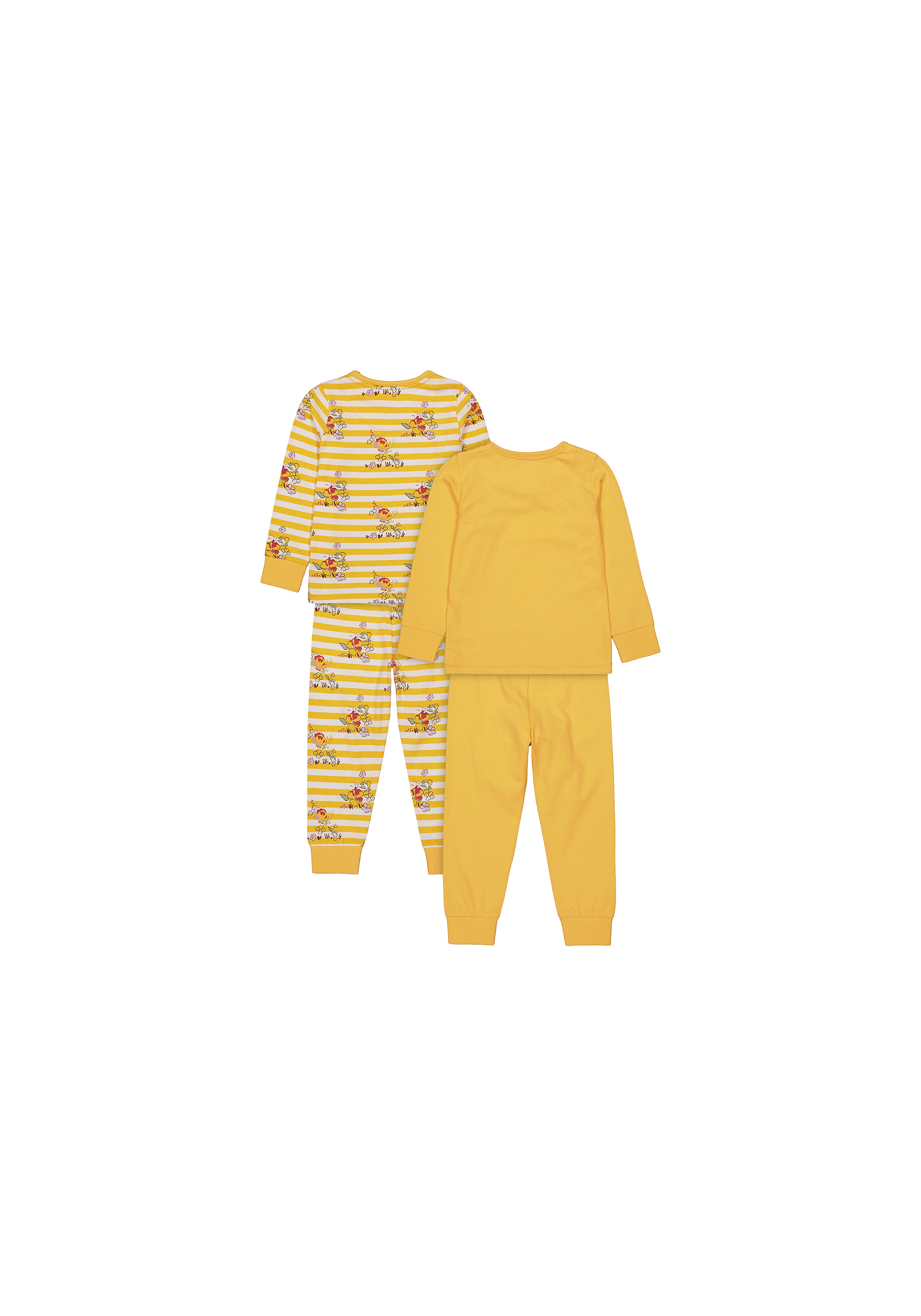 Girls Full Sleeves Pyjama Sets - Pack Of 2 - Mustard