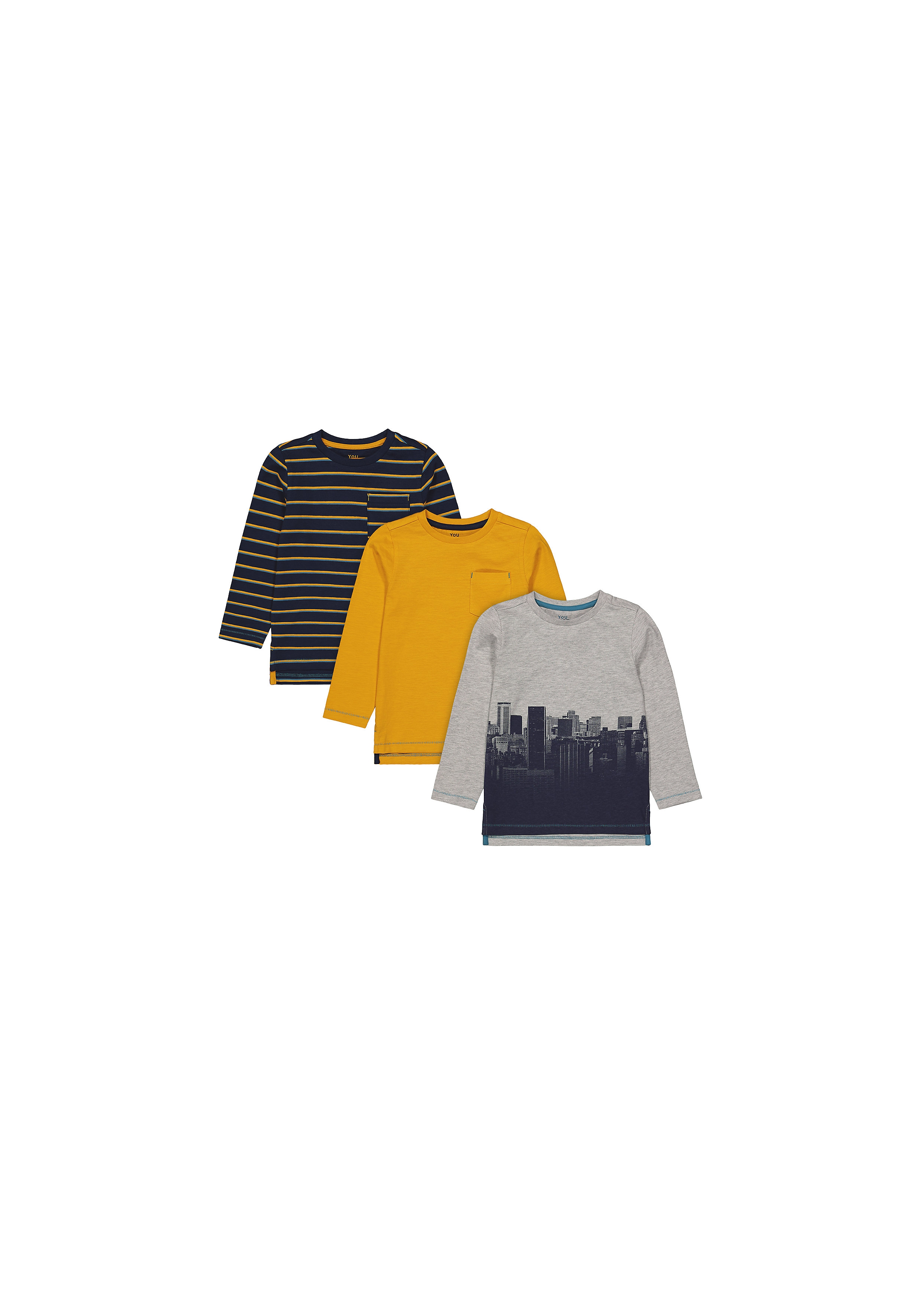 Mothercare | Boys Full Sleeves Round Neck T-shirts  - Pack Of 3 - Multicolor